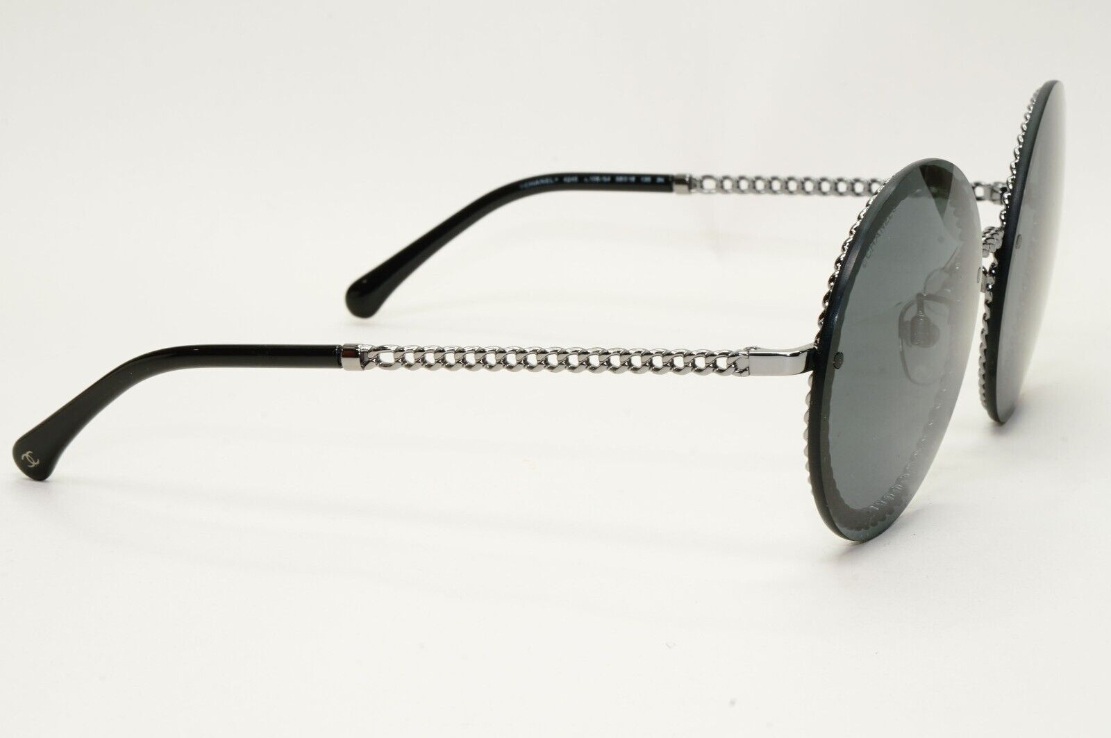 Chanel Sunglasses Chain Round Rimless Metal Gunmetal Grey CH 4245 c.108/S4