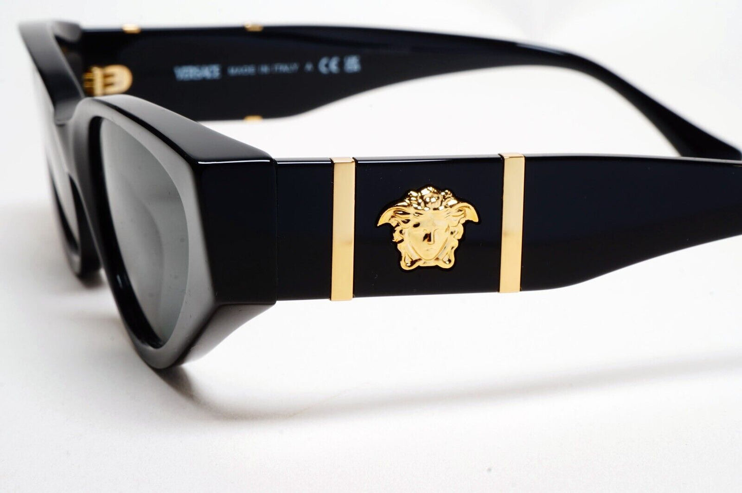 Versace Sunglasses Black Rectangle Grey Gold Medusa MOD VE 4454 GB1/87