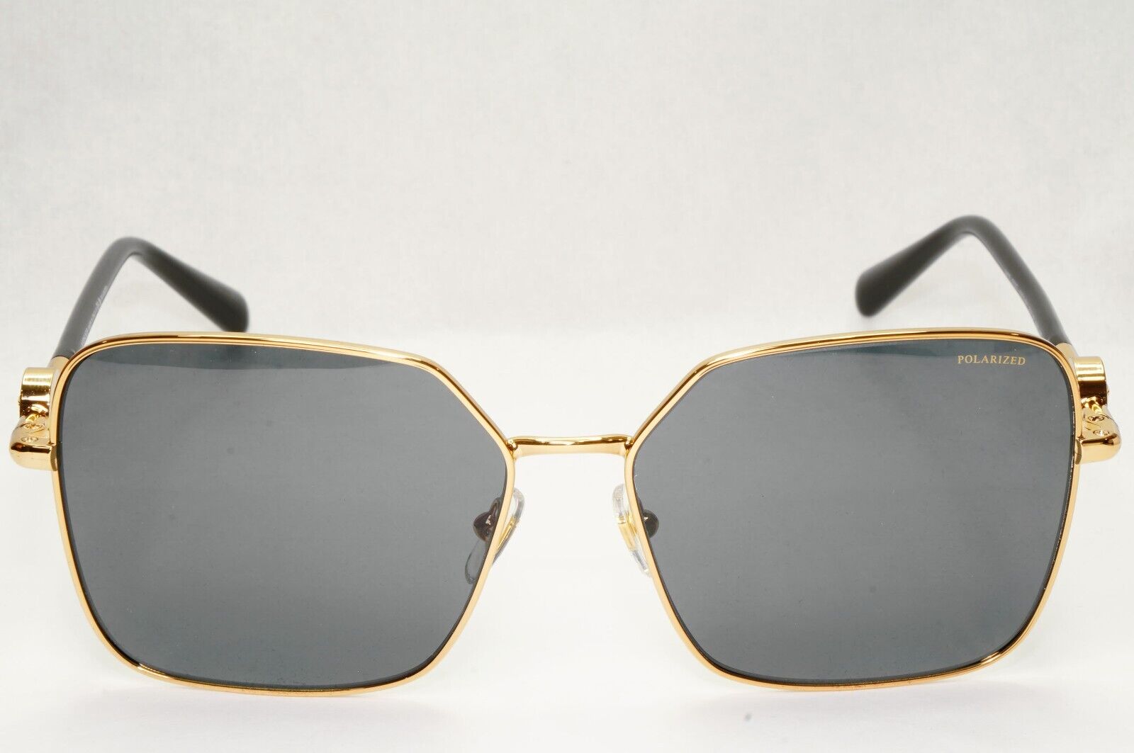 Versace Sunglasses Black Polarized Gold Square Medusa MOD VE 2227 1002/81