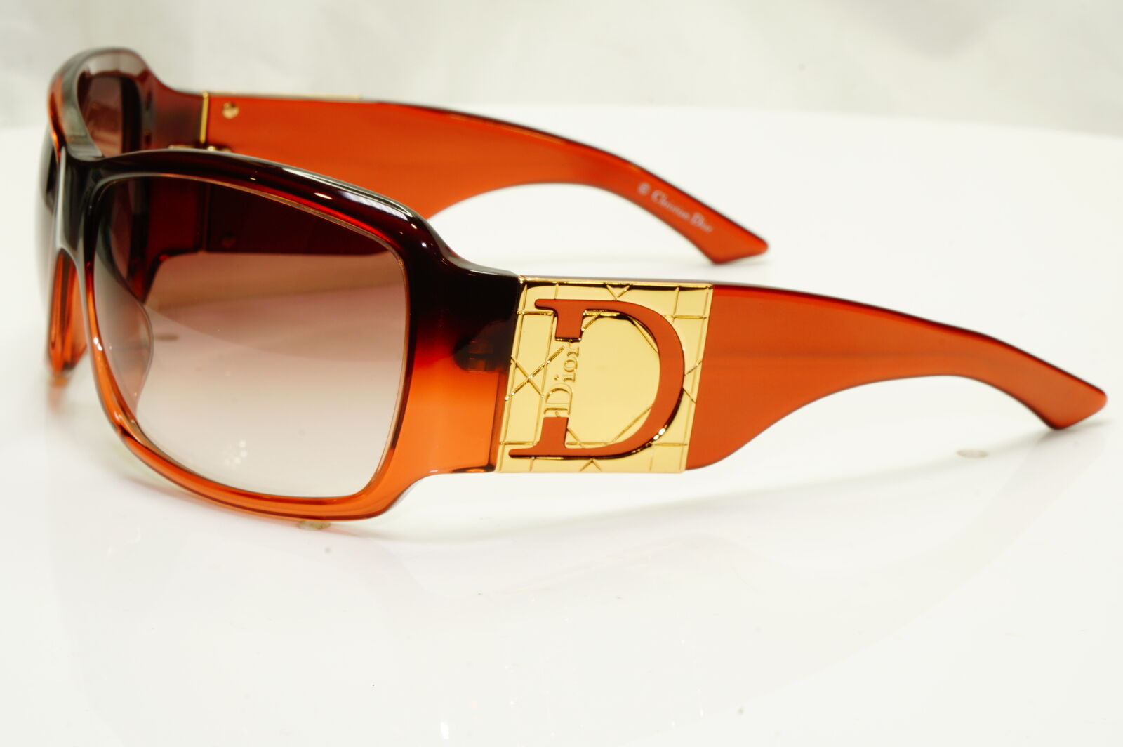 Authentic Dior Womens Rectangle Sunglasses Brown Havana Gold Shaded 1 QJPS2