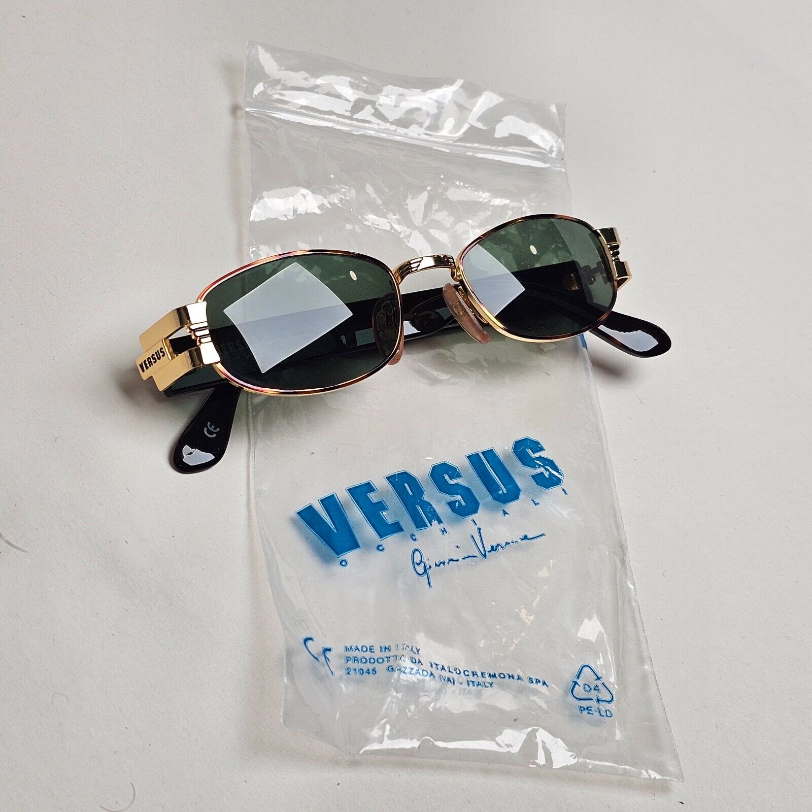 Versus Sunglasses 1996 by Gianni Versace Vintage Gold Green MOD F31 COL 36M