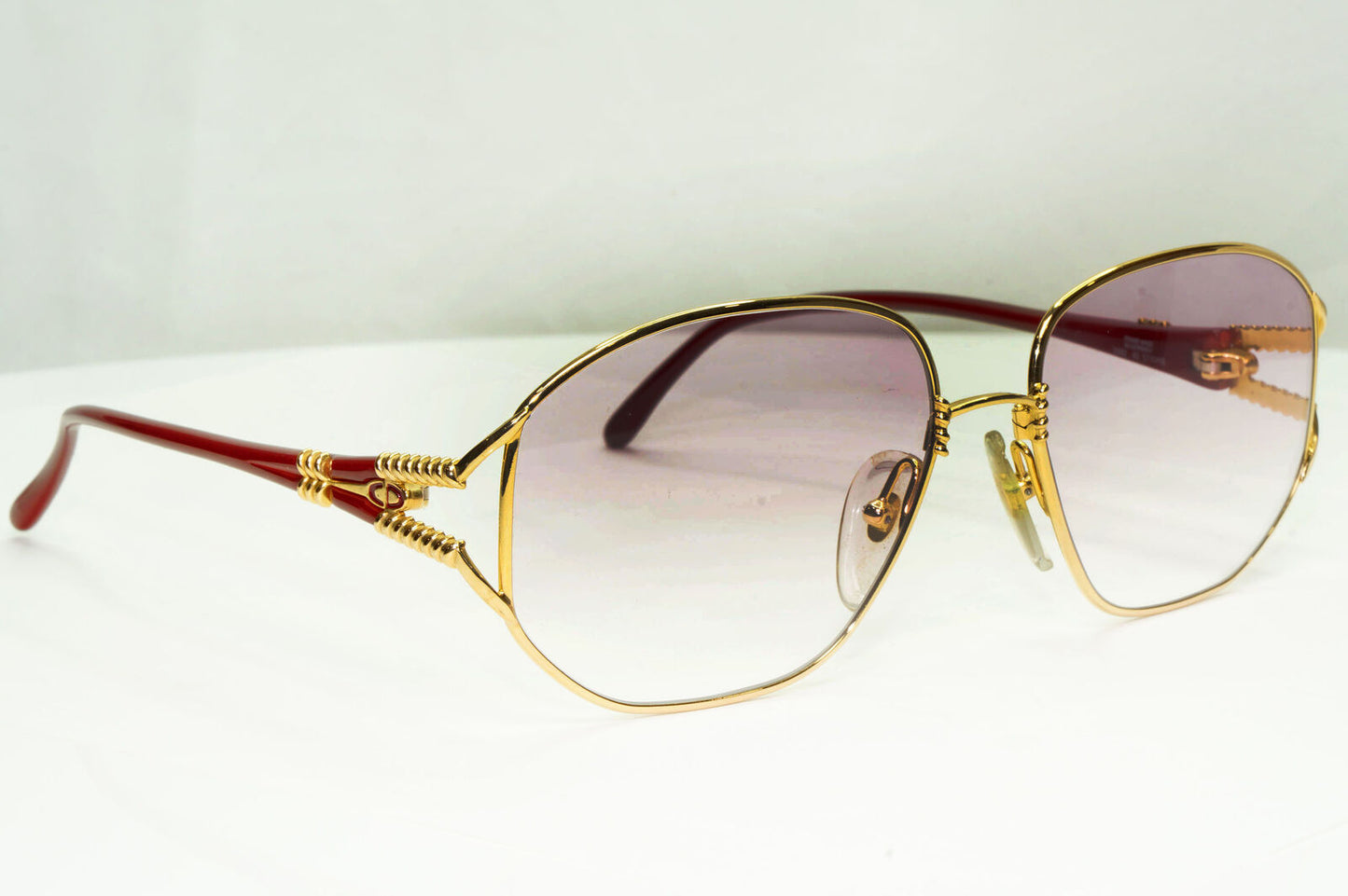 Dior Gold Red Sunglasses Vintage 1990s Germany Violet Womens Square 2492 43