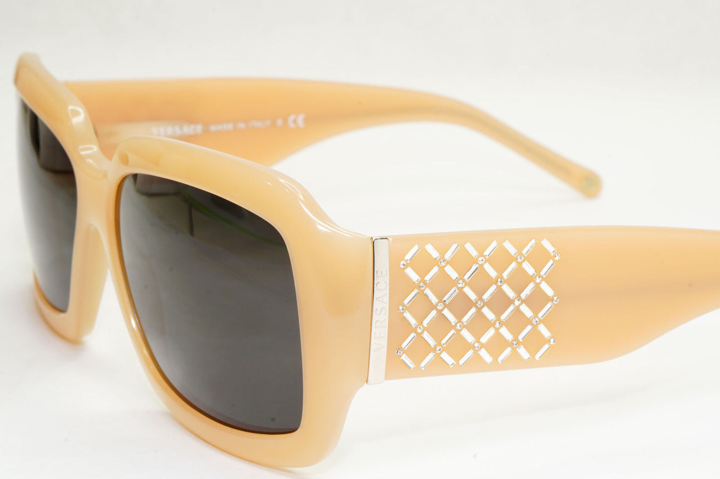 Versace Sunglasses Beige Nude Square Crystal Black MOD VE 4147-B 329/13 141223