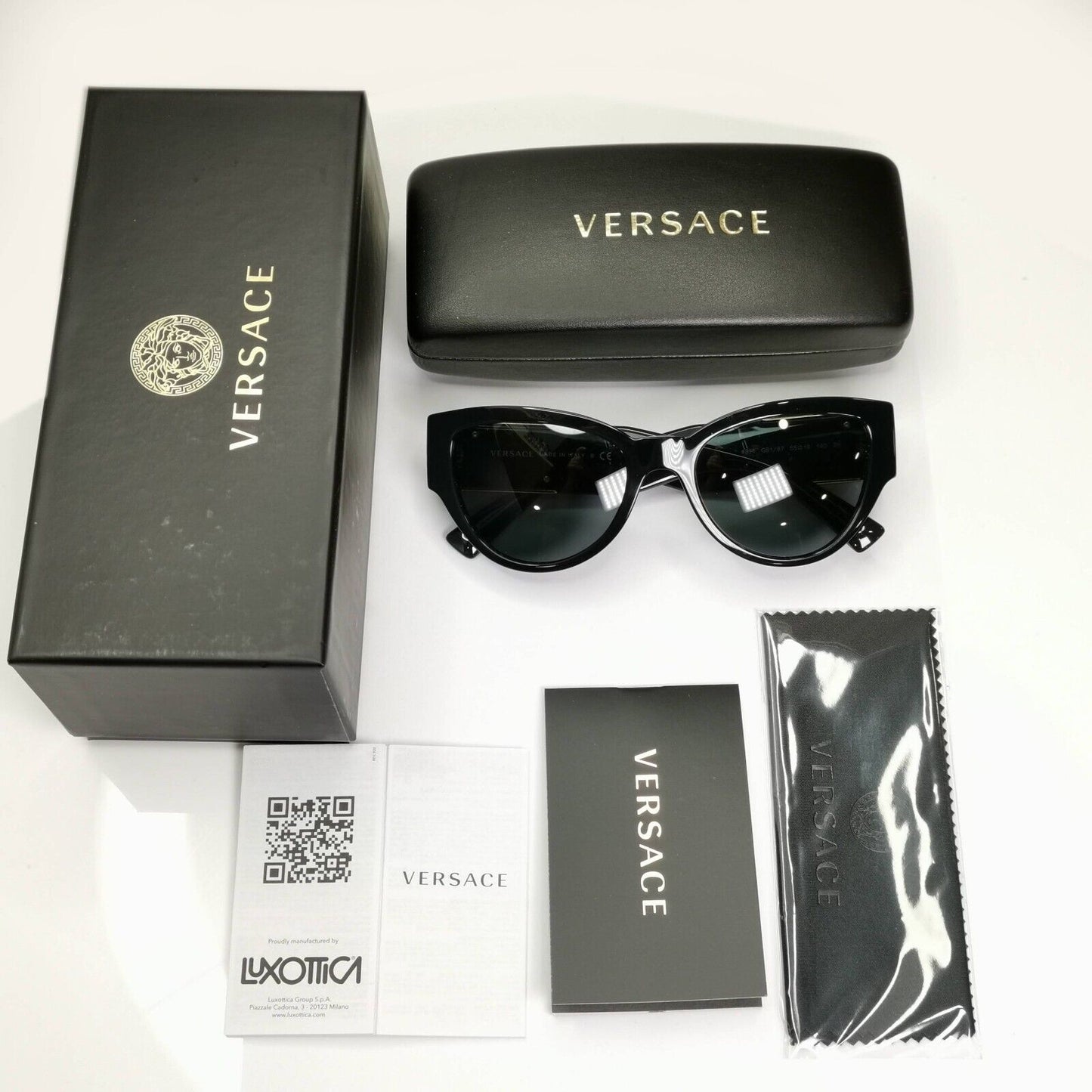 Versace Sunglasses Black Gold Medusa Glossy Square MOD VE4398 GB1/87