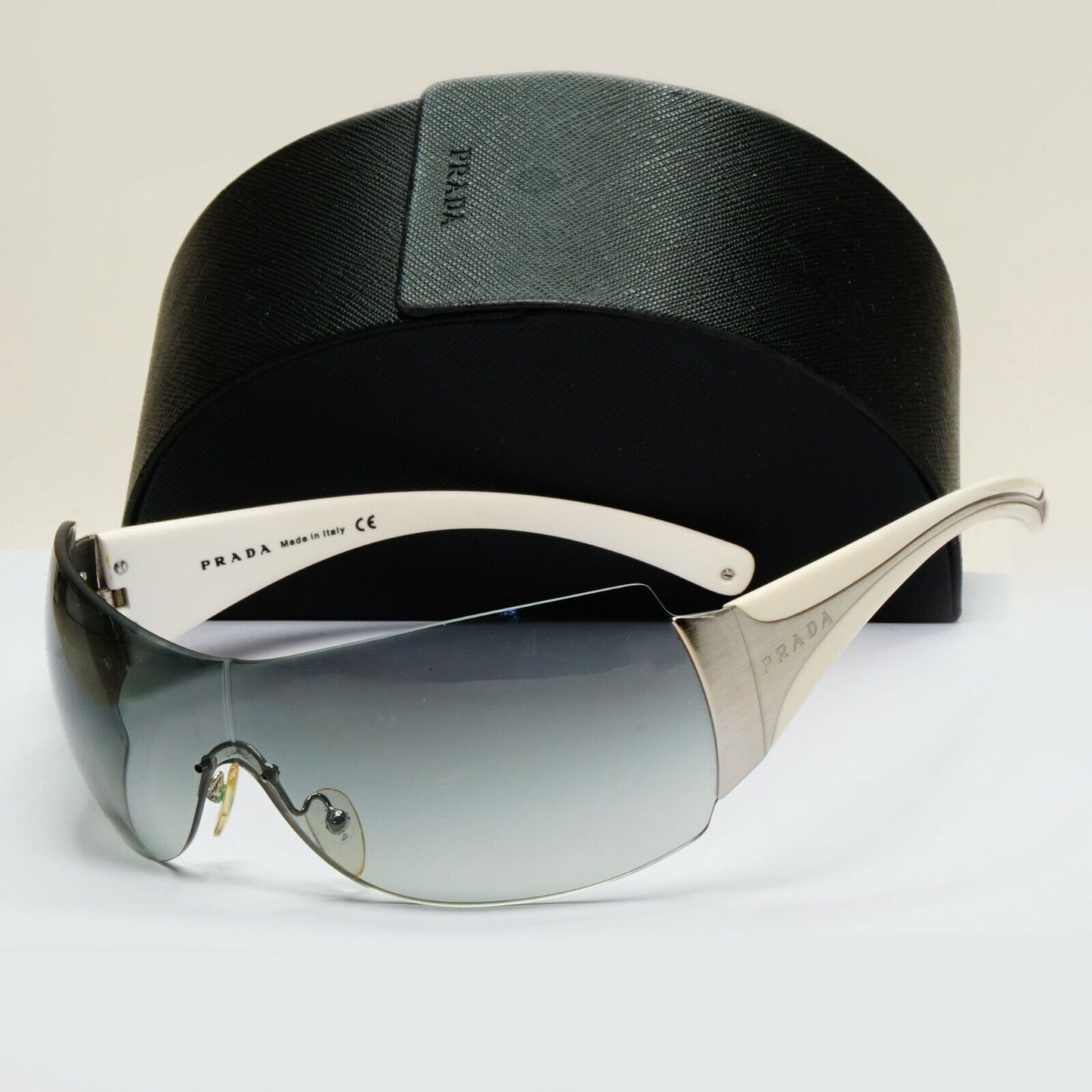 Prada Sunglasses 2007 Vintage White Grey Shield PR04IS SPR 04I 1BC-3M1 081024