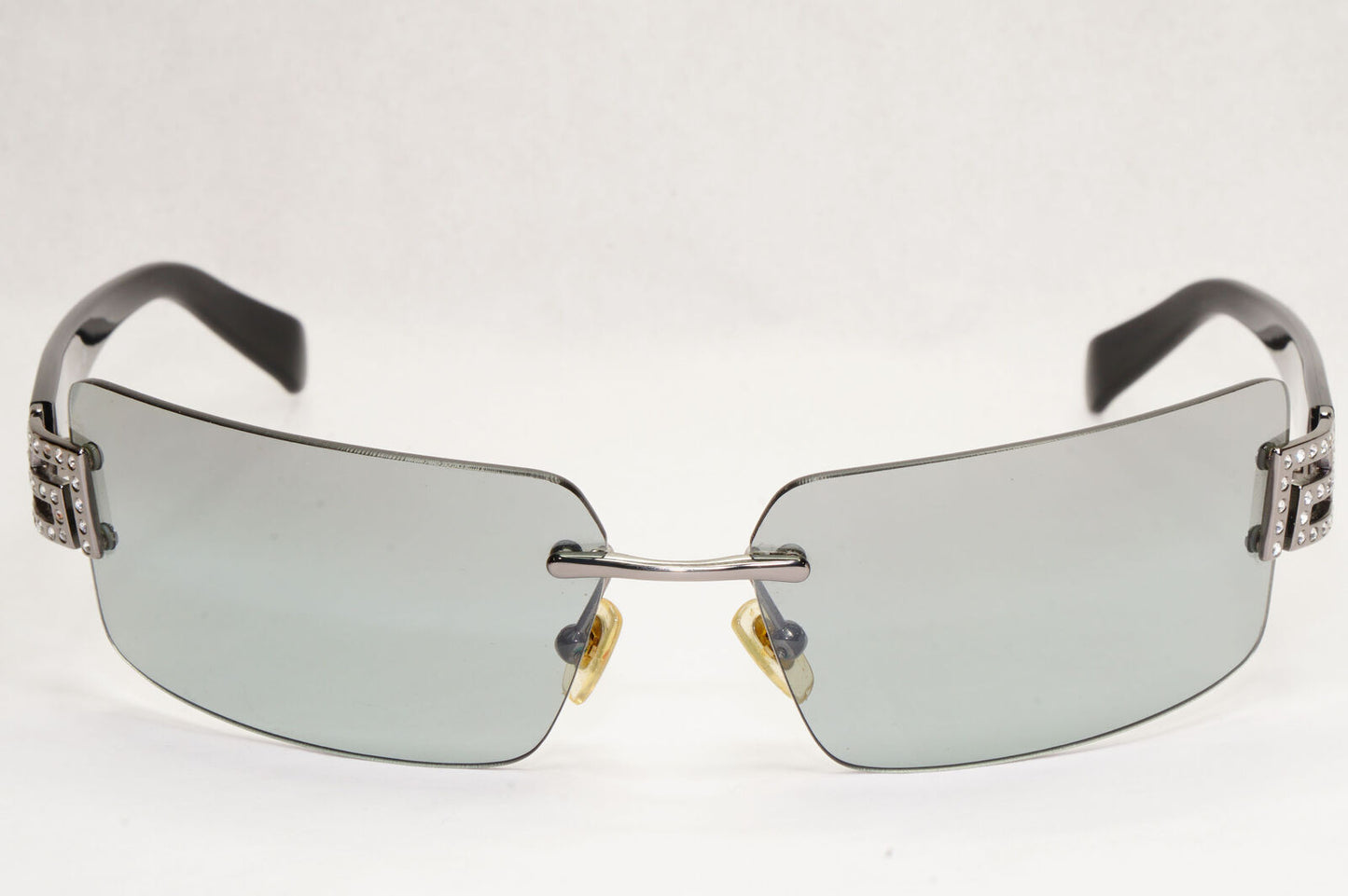Versace Sunglasses 2004 Vintage Black Grey Mirror Rimless 2010-B 1001/88 140124