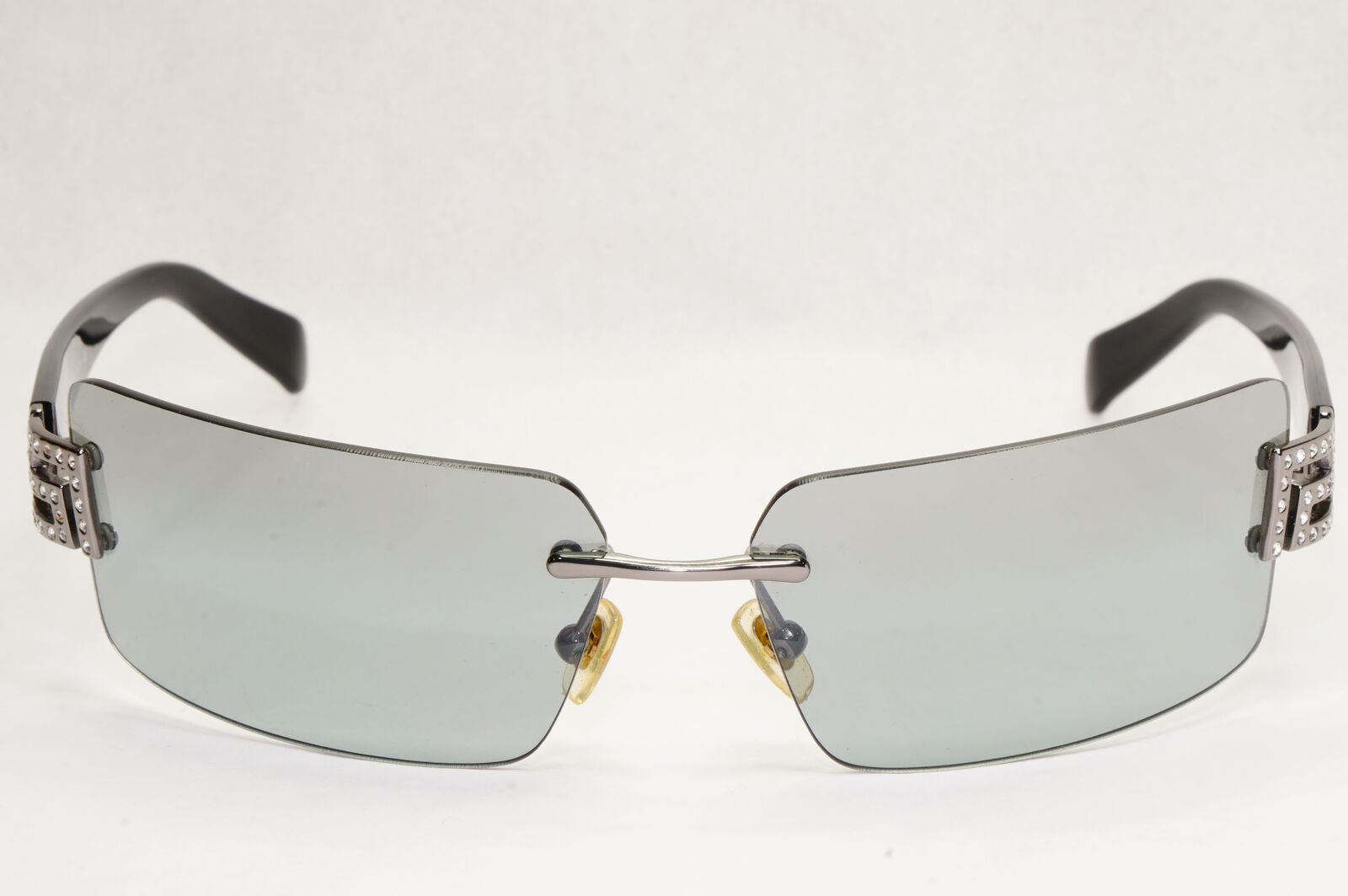 Versace Sunglasses 2004 Vintage Black Grey Mirror Rimless 2010-B 1001/88 140124