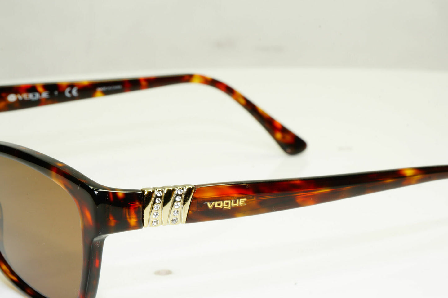 Vogue Tortoiseshell Brown Sunglasses Crystal Gold Rectangle 2765 W656 33498