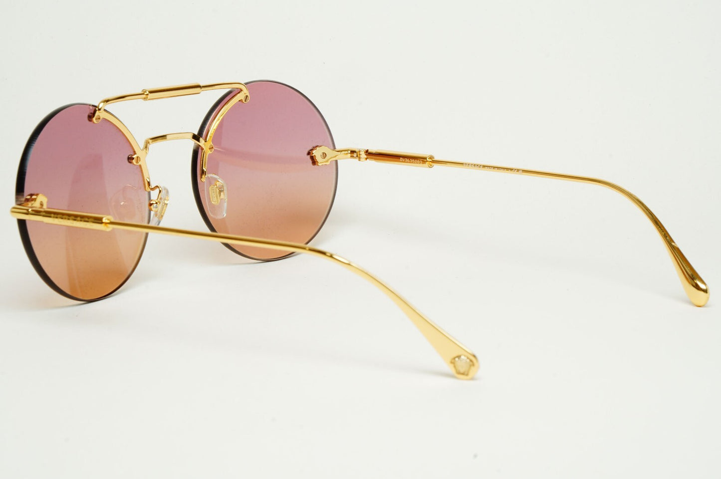 Versace Sunglasses Rimless Round Gold Fuchsia Orange MOD 2244 1002/78