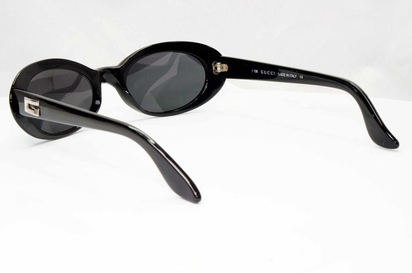 Gucci Sunglasses 1997 Vintage Black Silver Womens Oval GG 2413/N/S 807 301224