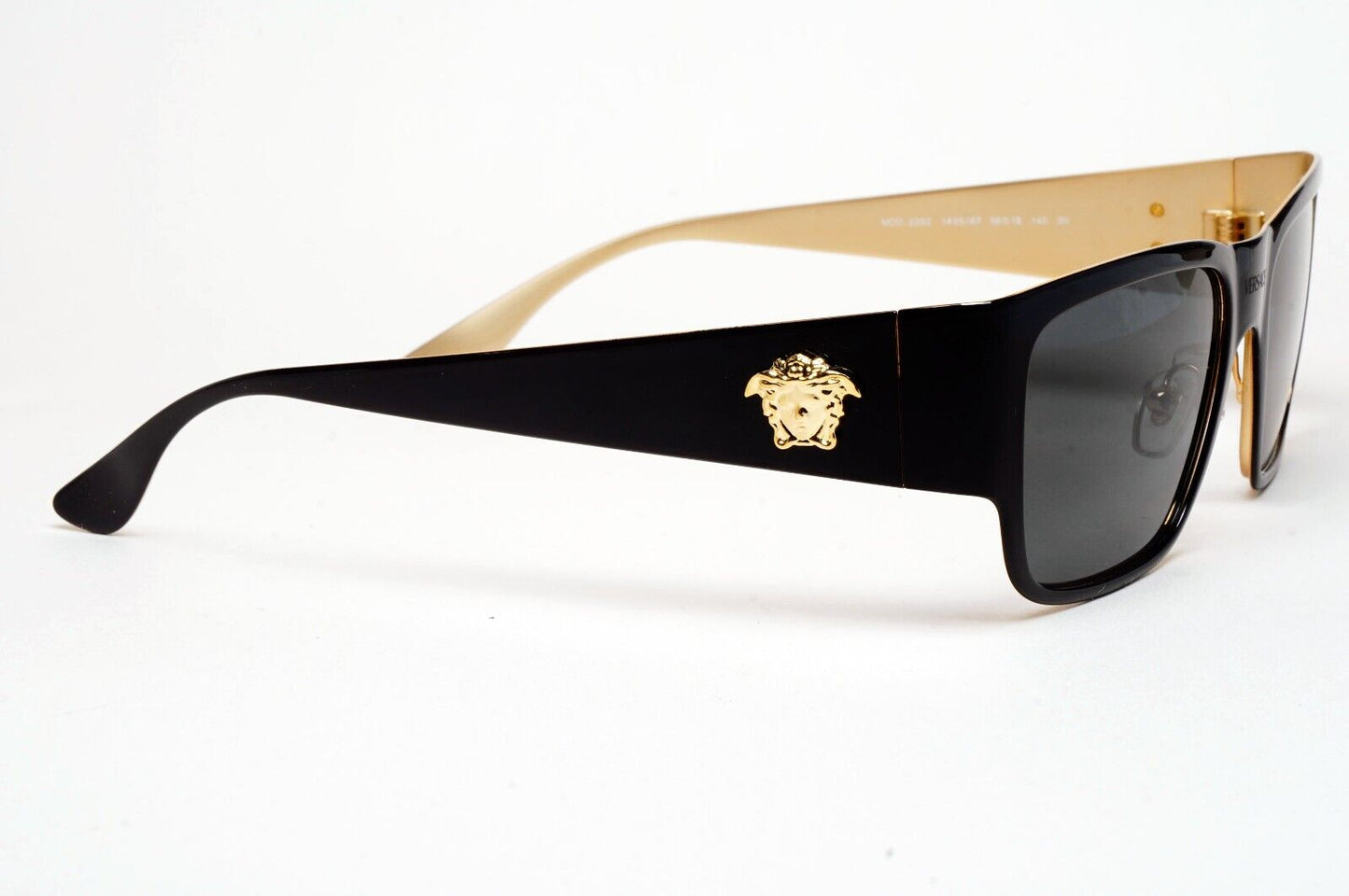 Versace Sunglasses Black Gold Medusa Square Metal MOD VE 2262 1433/87 56mm