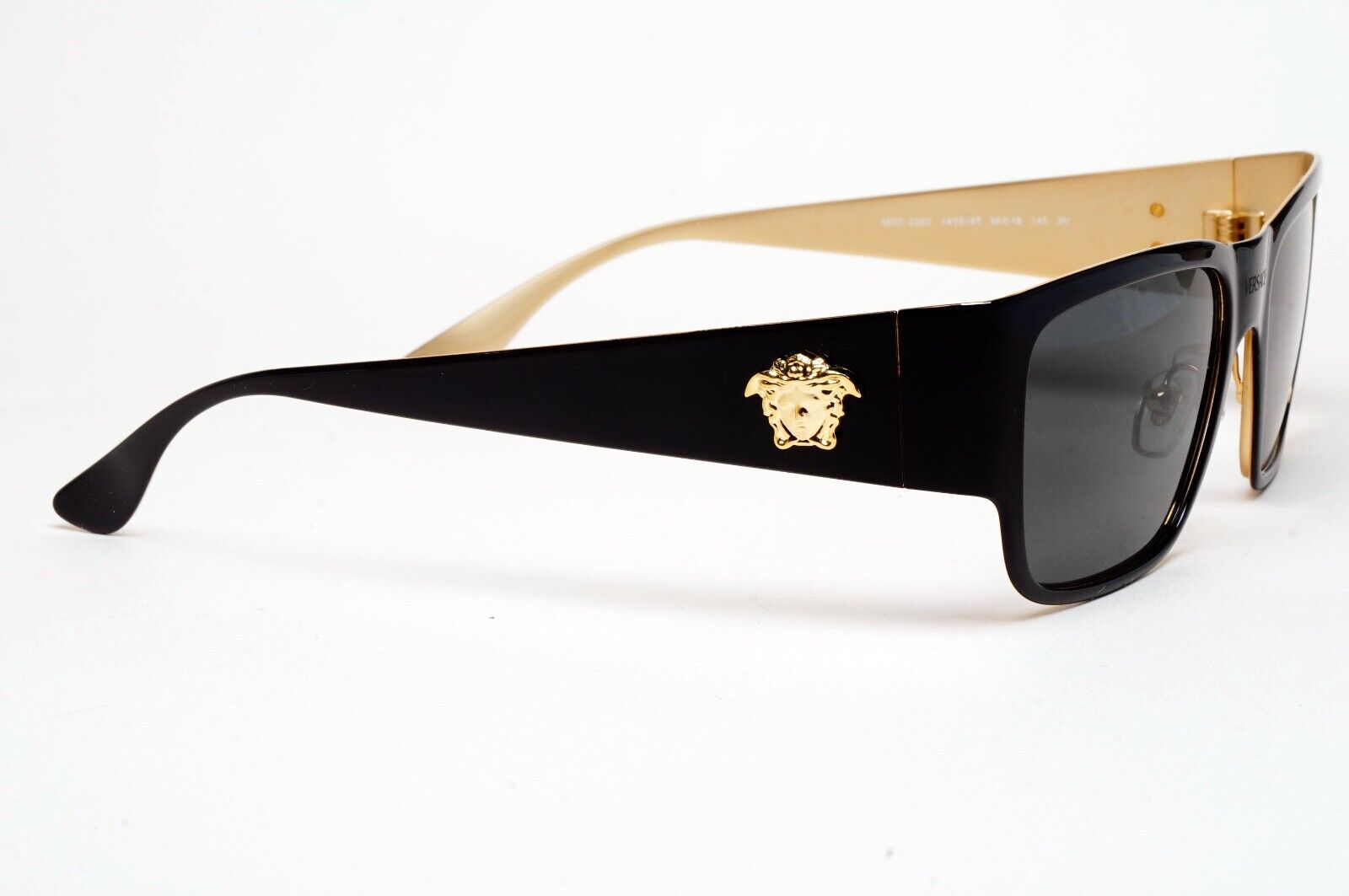 Versace Sunglasses Black Gold Medusa Square Metal MOD VE 2262 1433/87 56mm