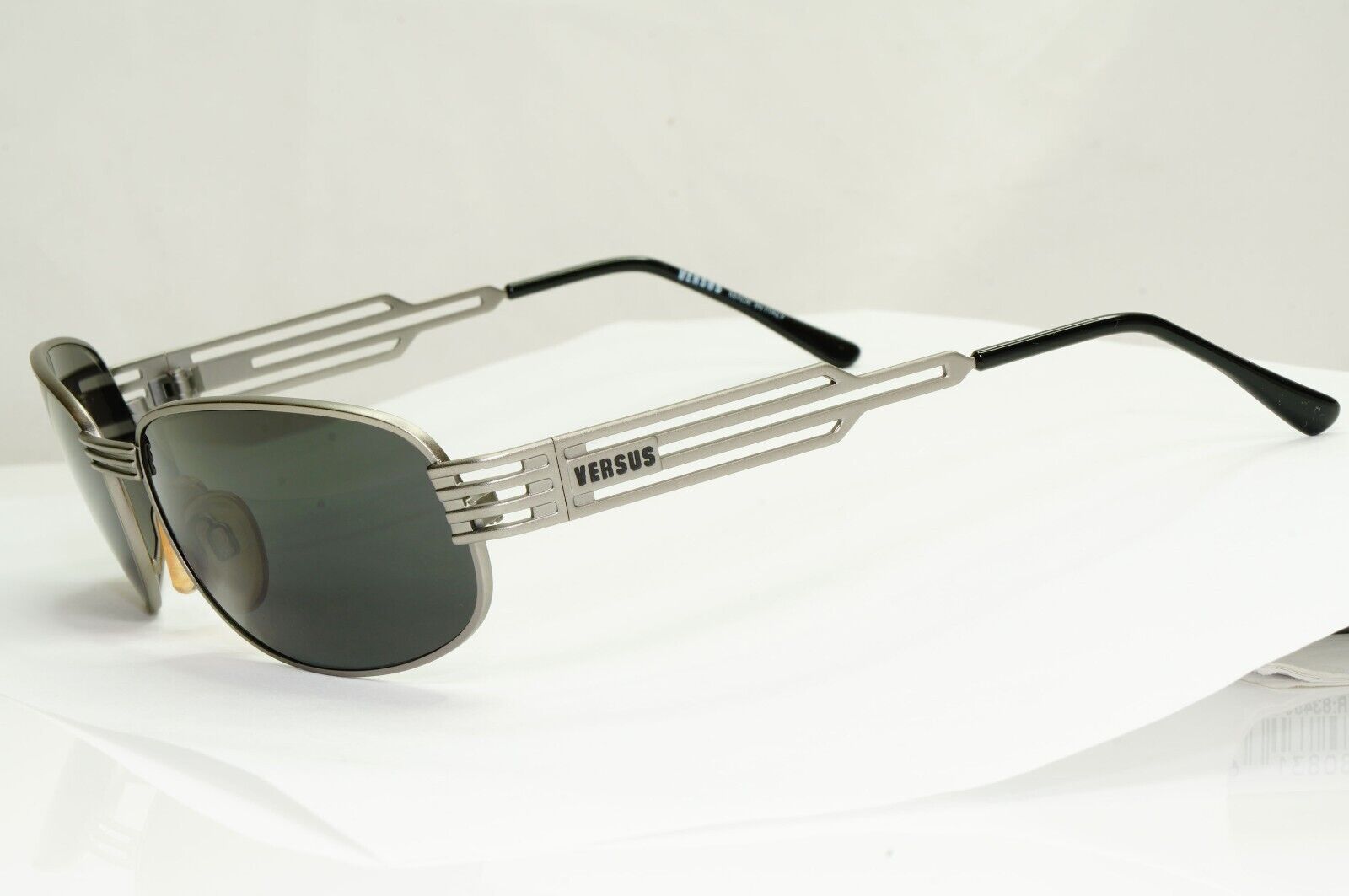 Versus 1996 by Gianni Versace Vintage Silver Black Sunglasses MOD F36 COL 77M