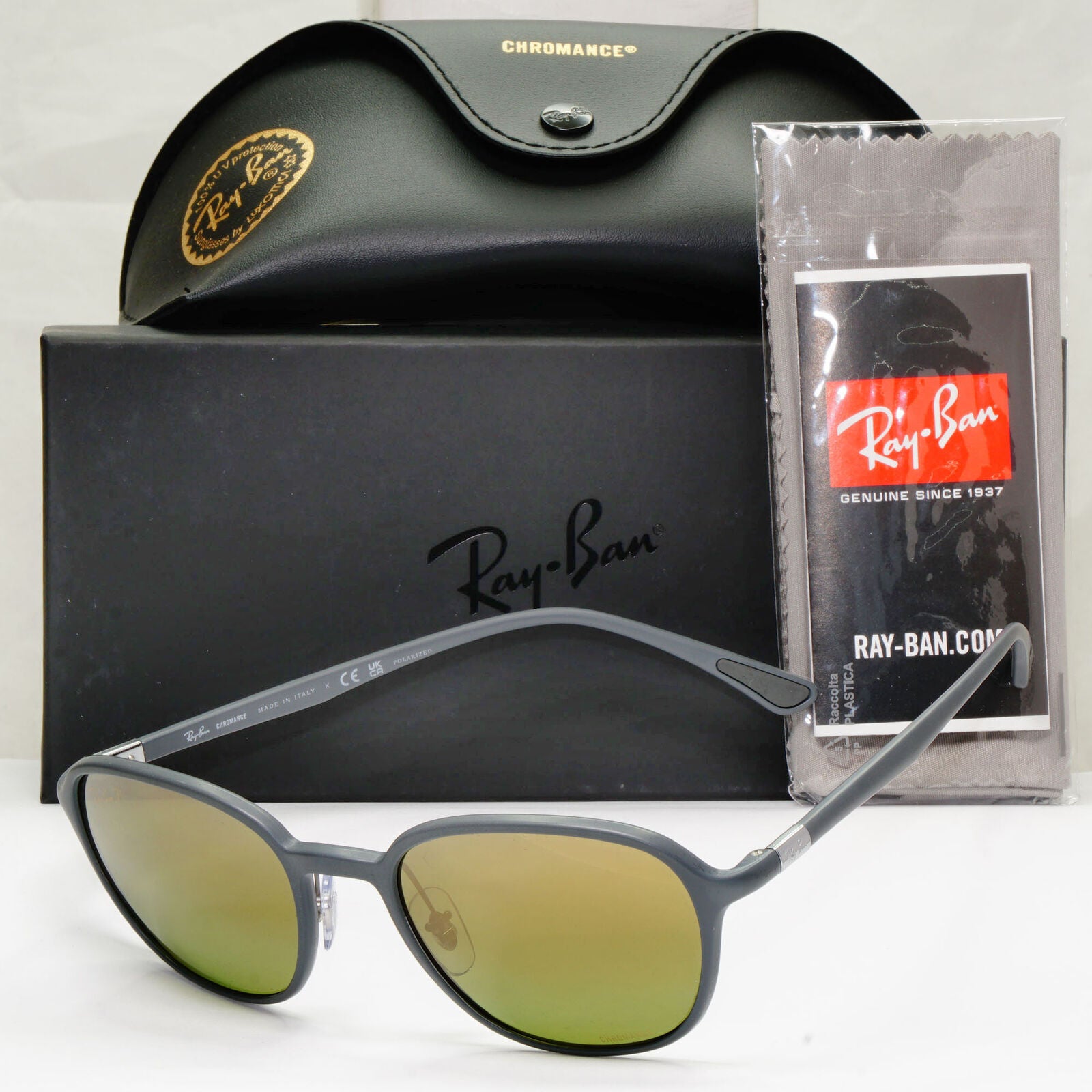 Ray-Ban Chromance Sunglasses Grey Gold Mirror Polarized RB 4341-CH 6017/6O