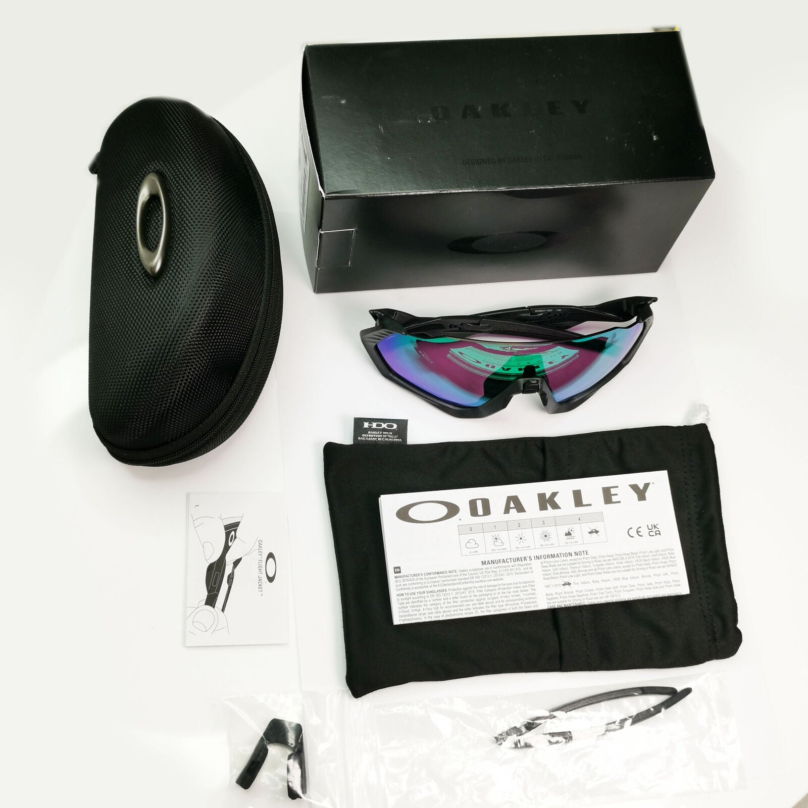 Oakley Flight Jacket Sunglasses Shield Steel Black Jade Prizm Road OO 9401 1537