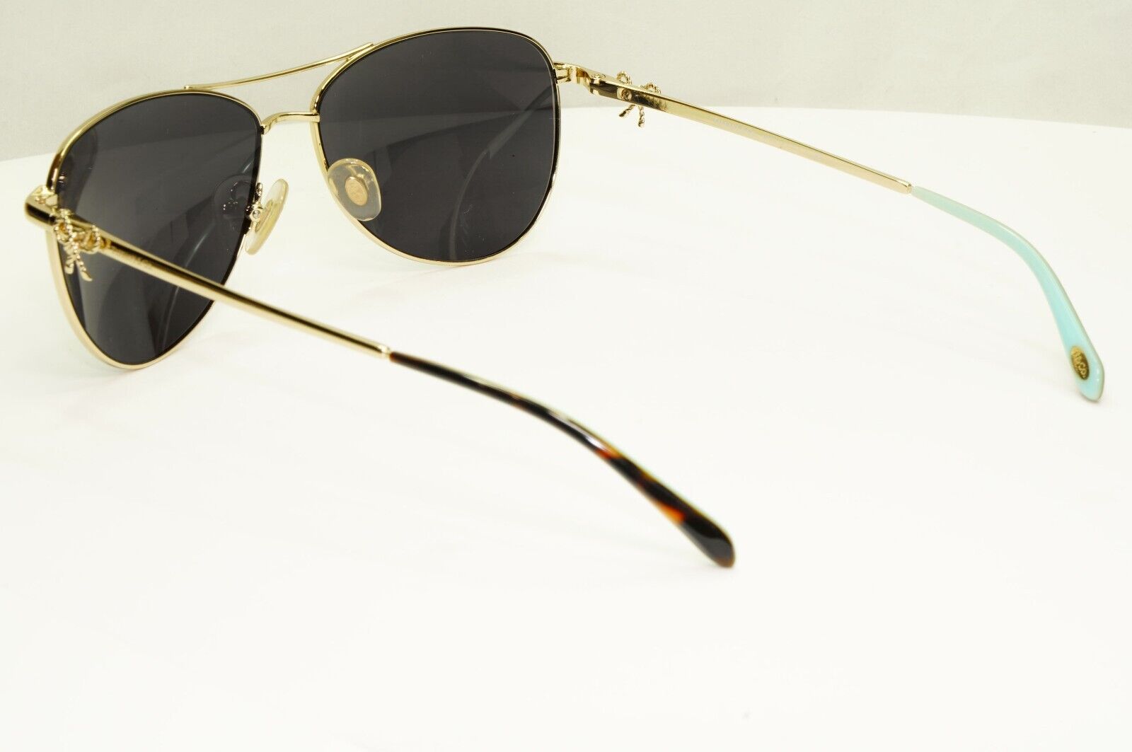 Tiffany & Co Gold Bow Rope Sunglasses Pilot Black Ribbons TF 3044 6021/64 30928A