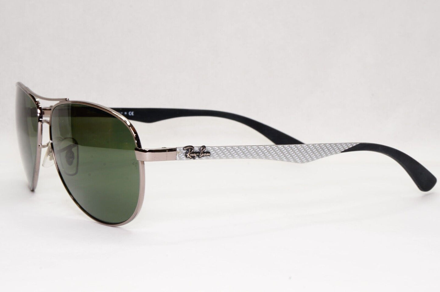 Ray-Ban Sunglasses Carbon Fibre 2013 Pilot Aviator Grey Silver Green RB 8313 004