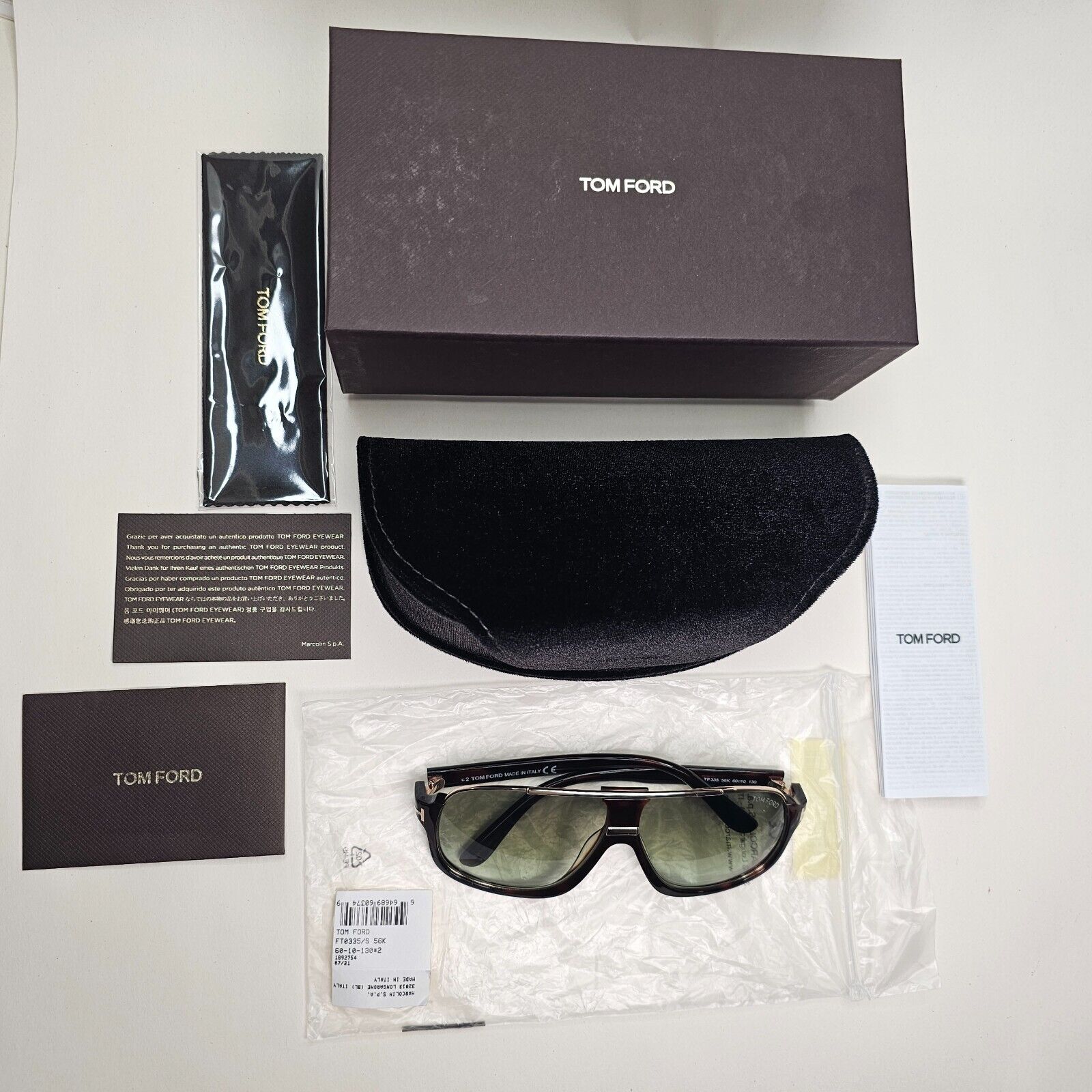 Tom Ford Sunglasses Elliott Brown Gold Green Grey Havana FT0335 TF 335 56K 60mm
