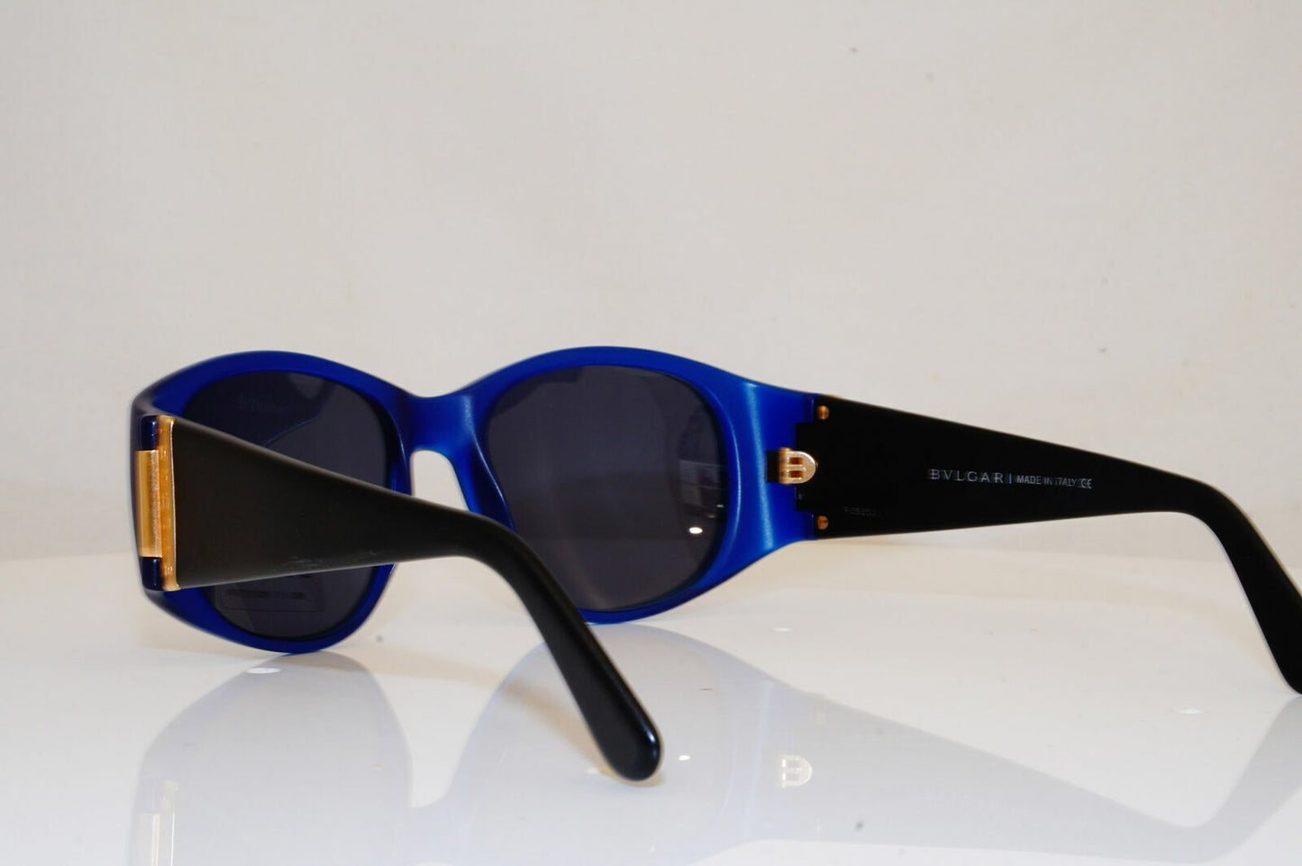 Authentic BVLGARI Mens Womens Vintage Sunglasses Blue Square GOLD 802 905 26247