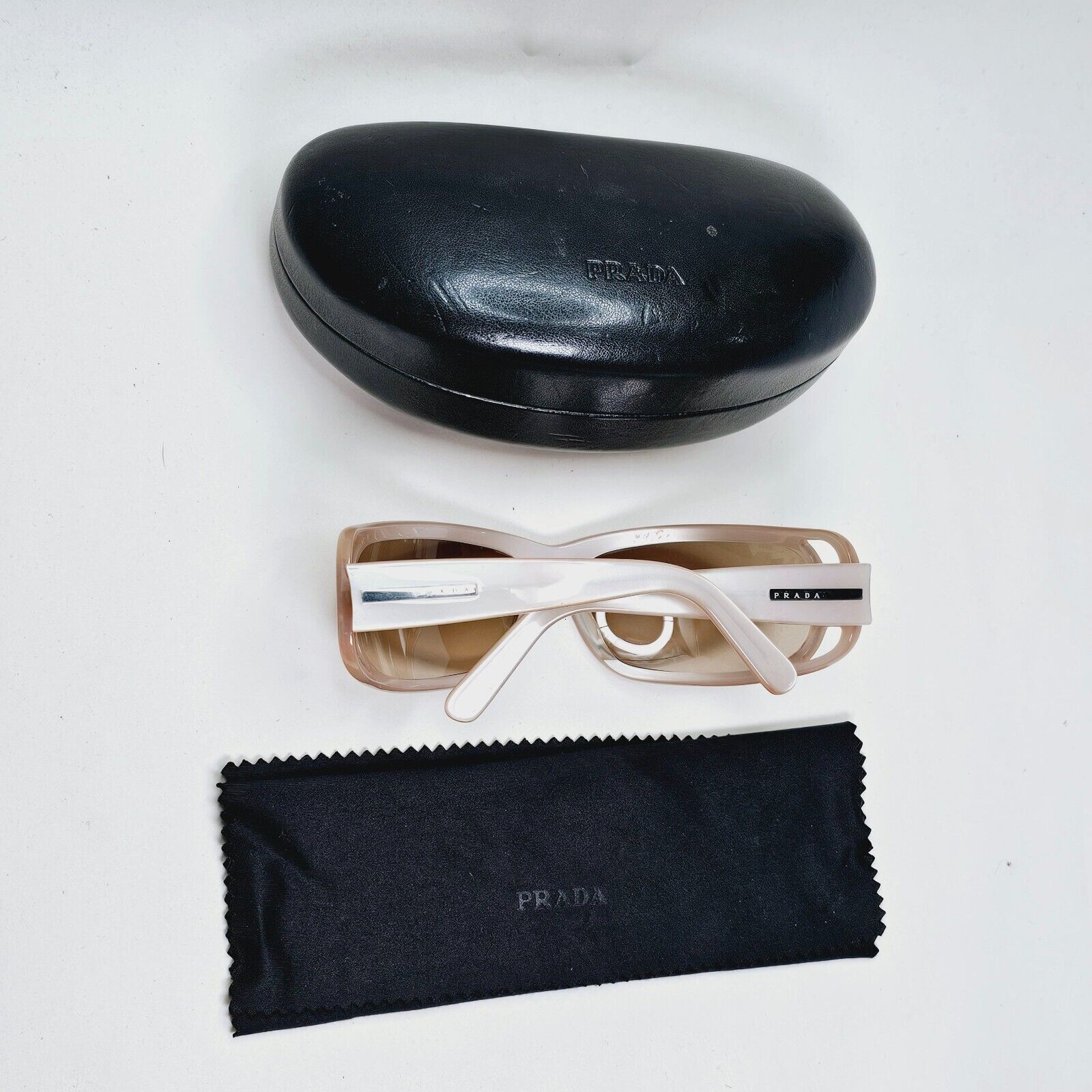 Prada Sunglasses 2005 Vintage Beige Brown Wrap PR02FS SPR 02F 3BQ-6S1 311024