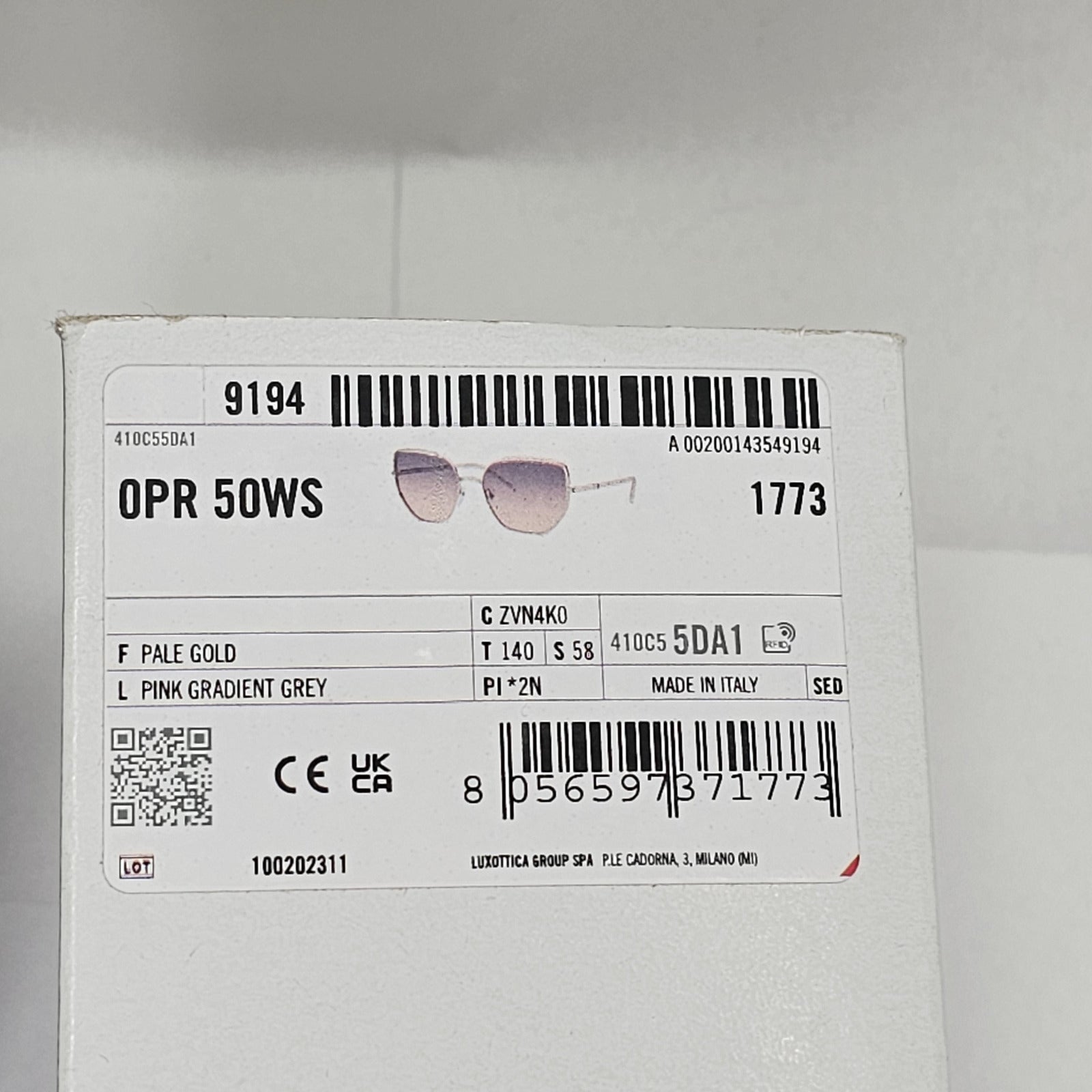 Prada Sunglasses Gold Grey Gradient Metal Square PR50WS SPR 50W ZVN-4K0 58mm