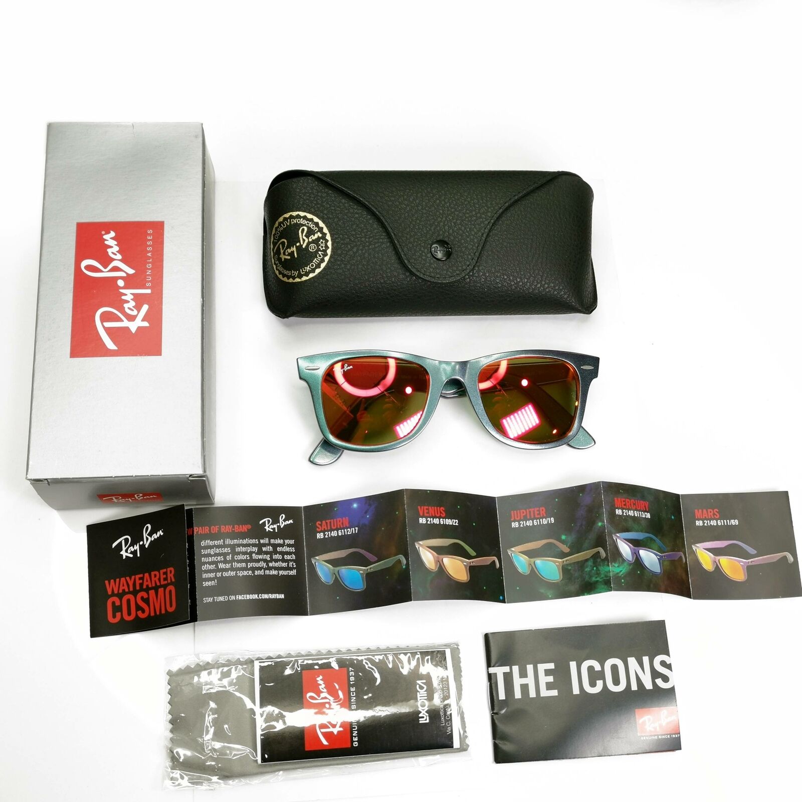 Authentic Ray-Ban Wayfarer Cosmo Mars Mirror Rare Sunglasses RB 2140 6111/69