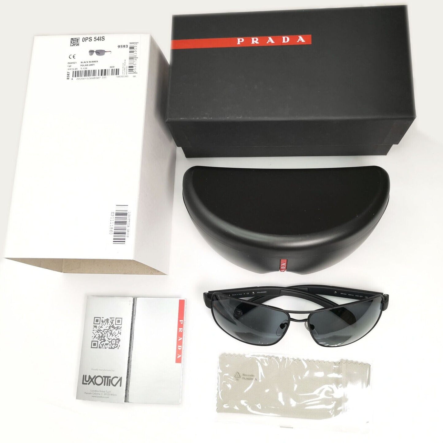 Prada Sunglasses Black Polarized Wrap Pilot PS54IS SPS 54I DG0-5Z1 [a] 39025