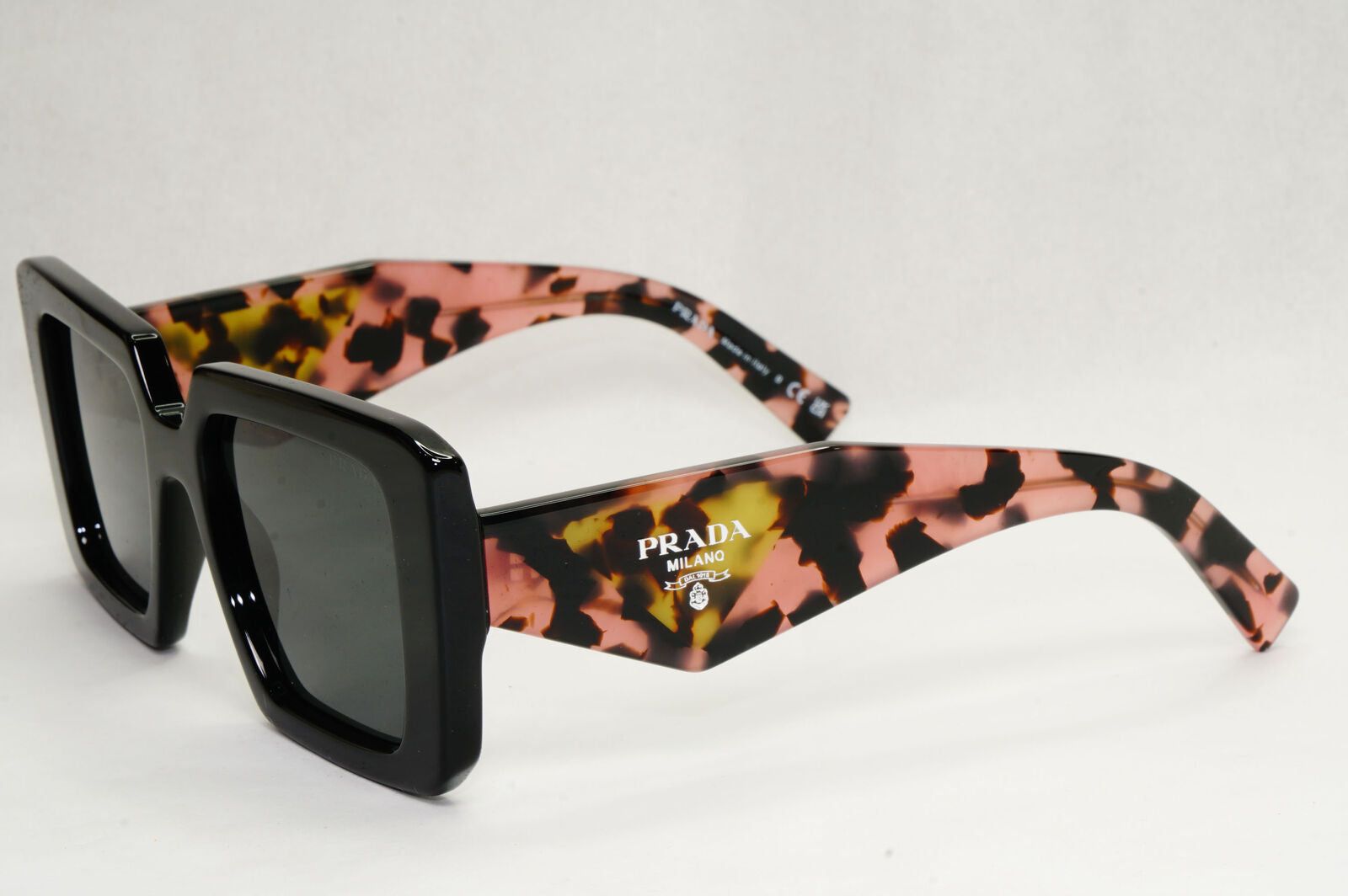 Prada Sunglasses Symbole Oversized Black Pink Tortoise PR23YS SPR 23Y 1AB-5S0