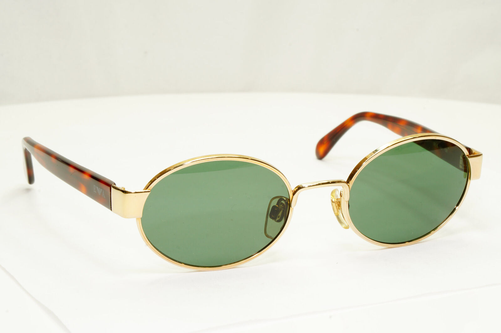 Emporio Armani 1997 Vintage Sunglasses Green Gold Eagle Oval Metal 081-S 743