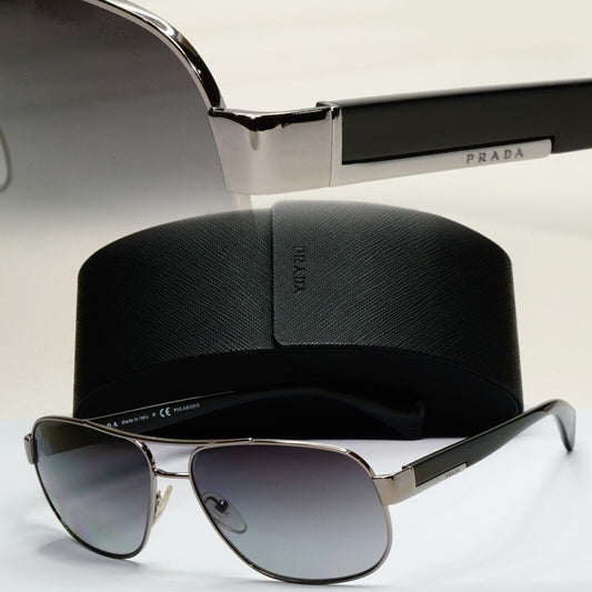 Prada Sunglasses Polarised Gunmetal Black Grey PR52PS SPR 52P 5AV-5W1 061024