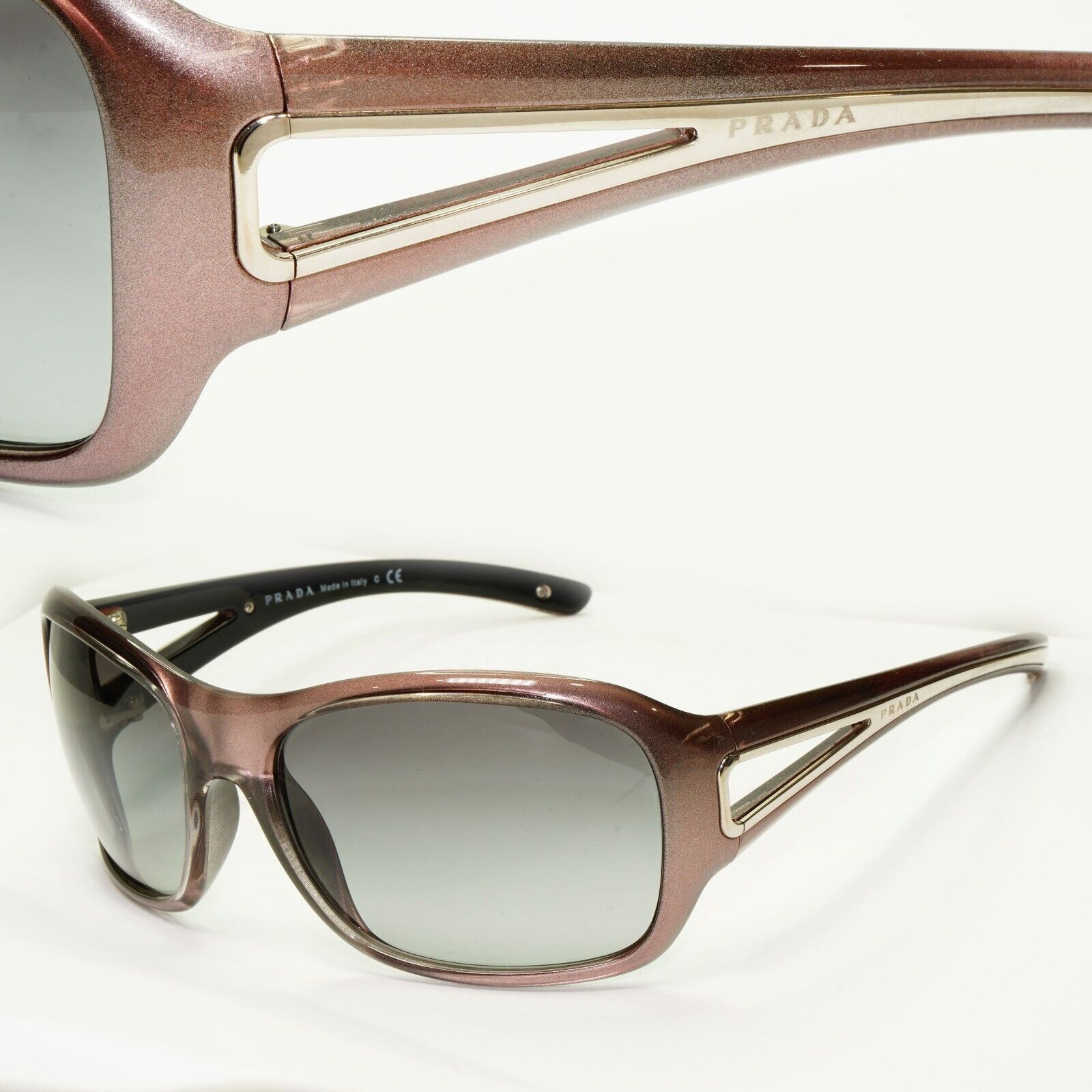 Prada 2010 Metallic Sunglasses Brown Silver Grey Gradient PR15LS SPR 15L 7ZT-3M1