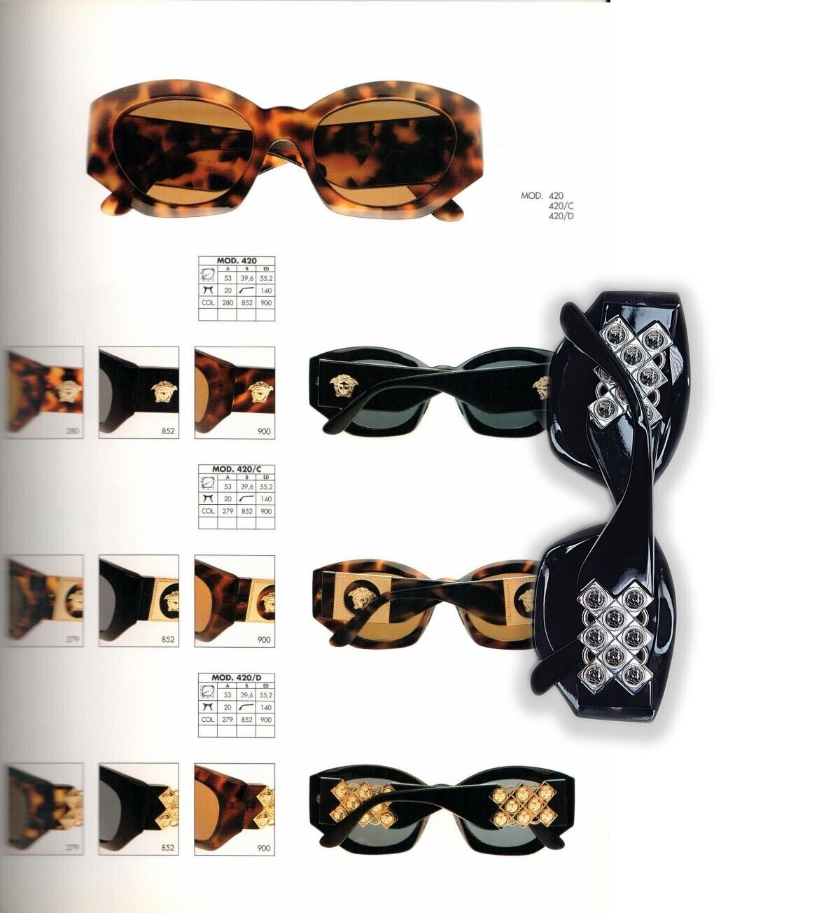 Versace Sunglasses 1996 Vintage Silver Medusa Black MOD 420/Z COL 852 120824