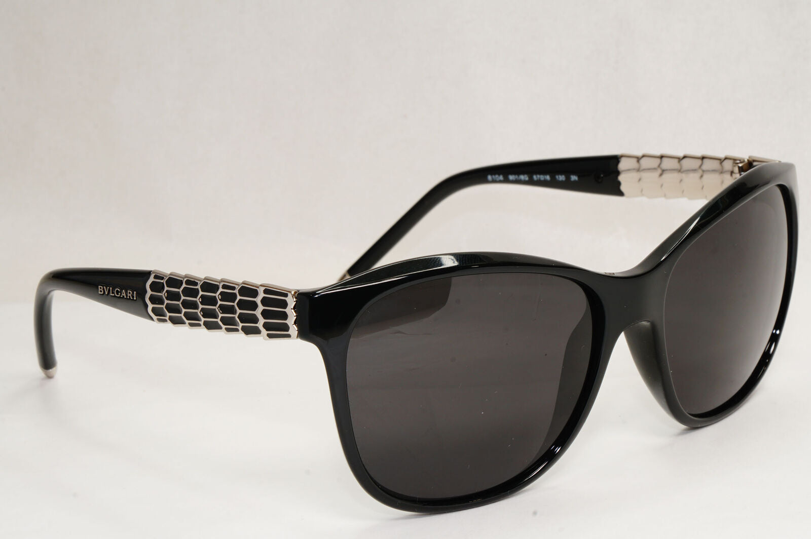 Bvlgari Sunglasses 2011 Vintage Black Silver Scales Square 8104 901/8G 060324