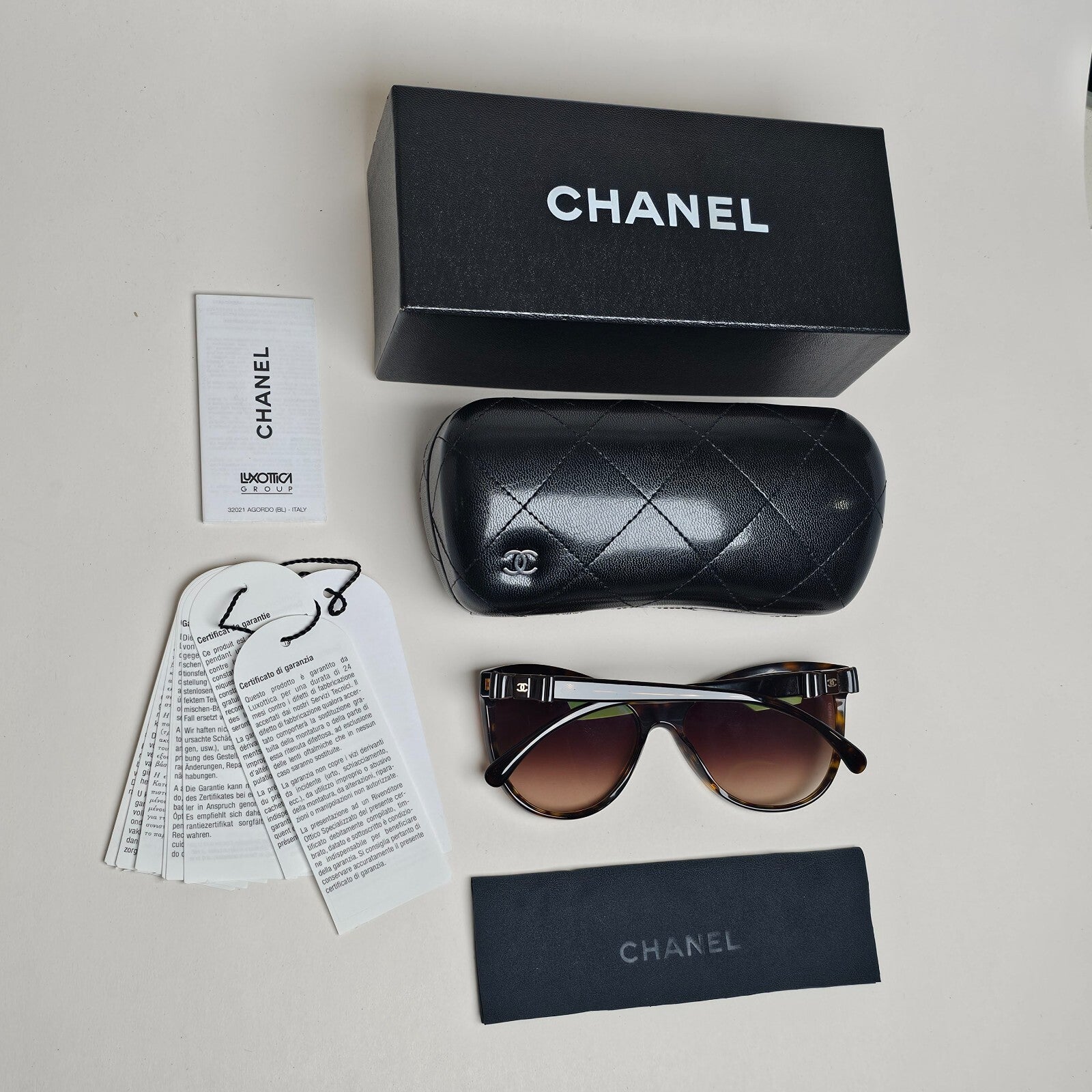 Chanel Sunglasses Leather Bow Brown Tortoise Cat Eye 5281-Q c.714/S5 070325