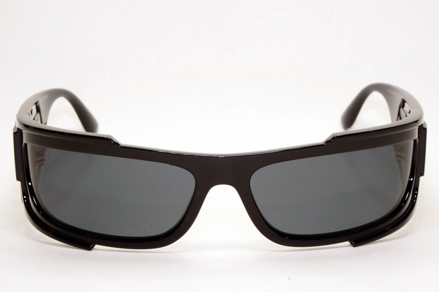 Versace Sunglasses Black Gold Medusa Glossy Wrap MOD VE 4446 5360/87
