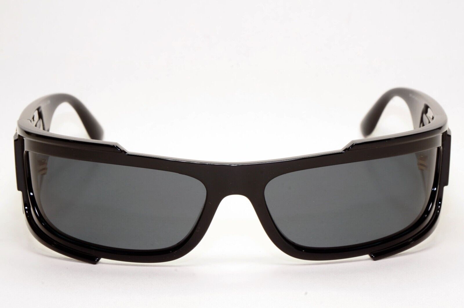 Versace Sunglasses Black Gold Medusa Glossy Wrap MOD VE 4446 5360/87