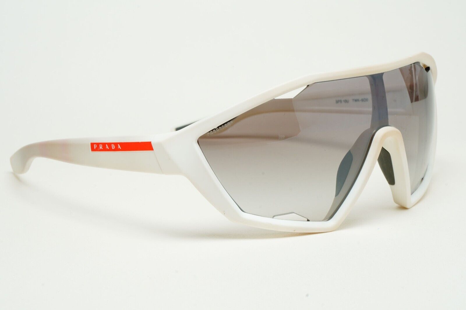 Prada Sunglasses White Grey Shield Visor PS10US SPS 10U TWK-5O0 231124