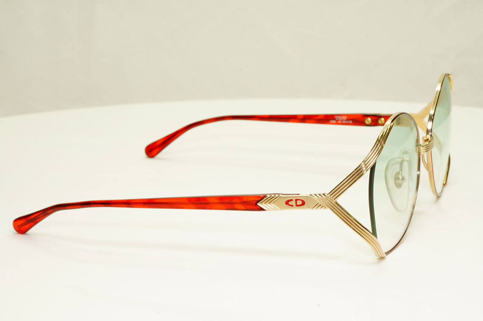 Dior 1990s Gold Sunglasses Austria Red Green Vintage Square Womens 2692 43