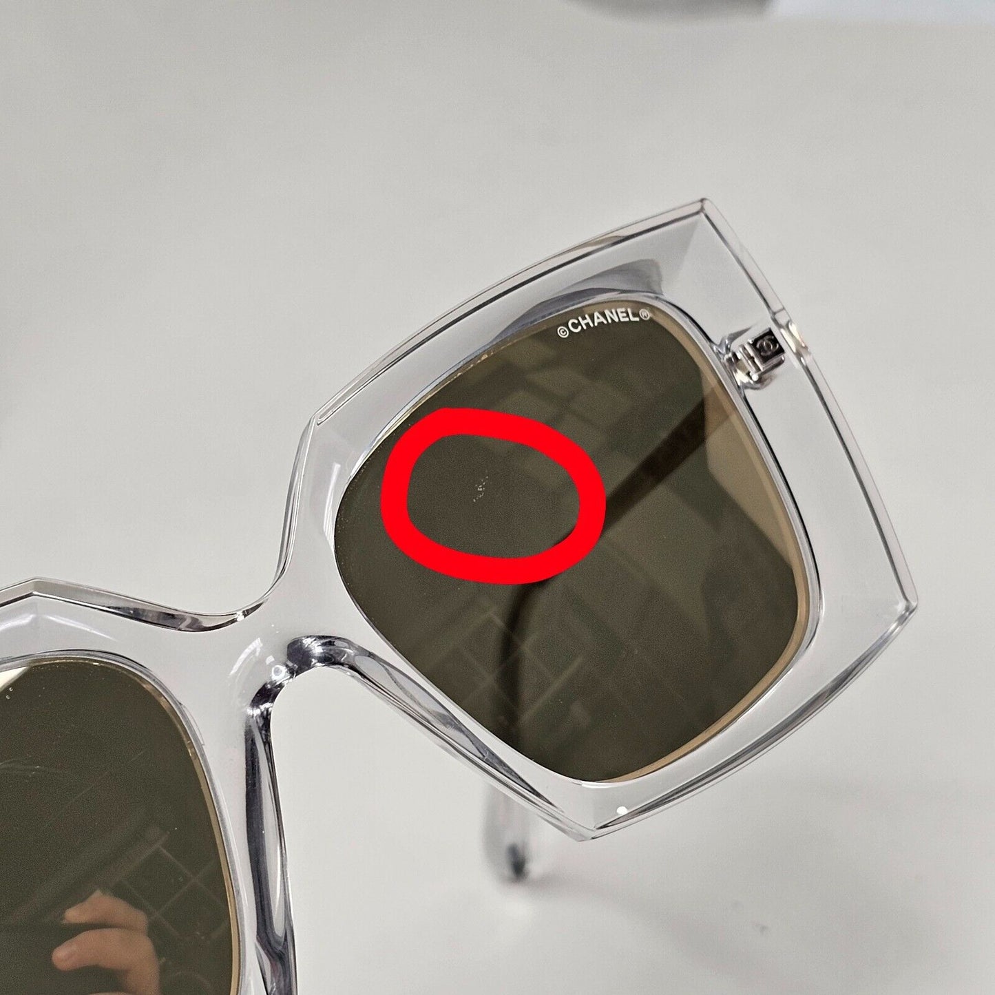 Chanel Sunglasses Gold Mirror Transparent Square 6051 c.660/T6 53mm [a]