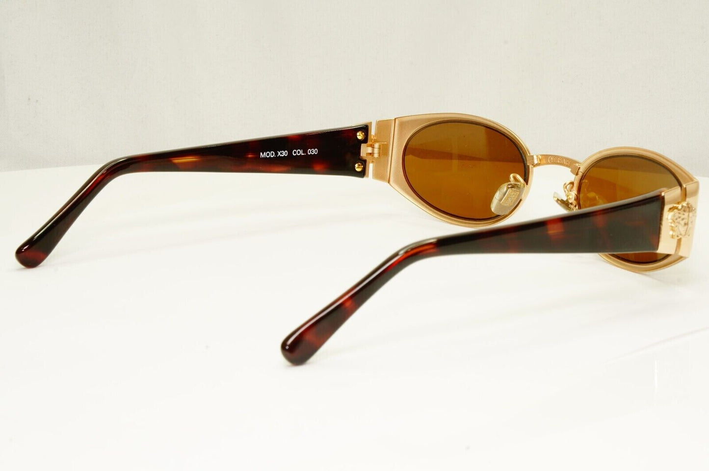 Gianni Versace 1996 Vintage Gold Brown Medusa Metal Sunglasses MOD X30 COL 030