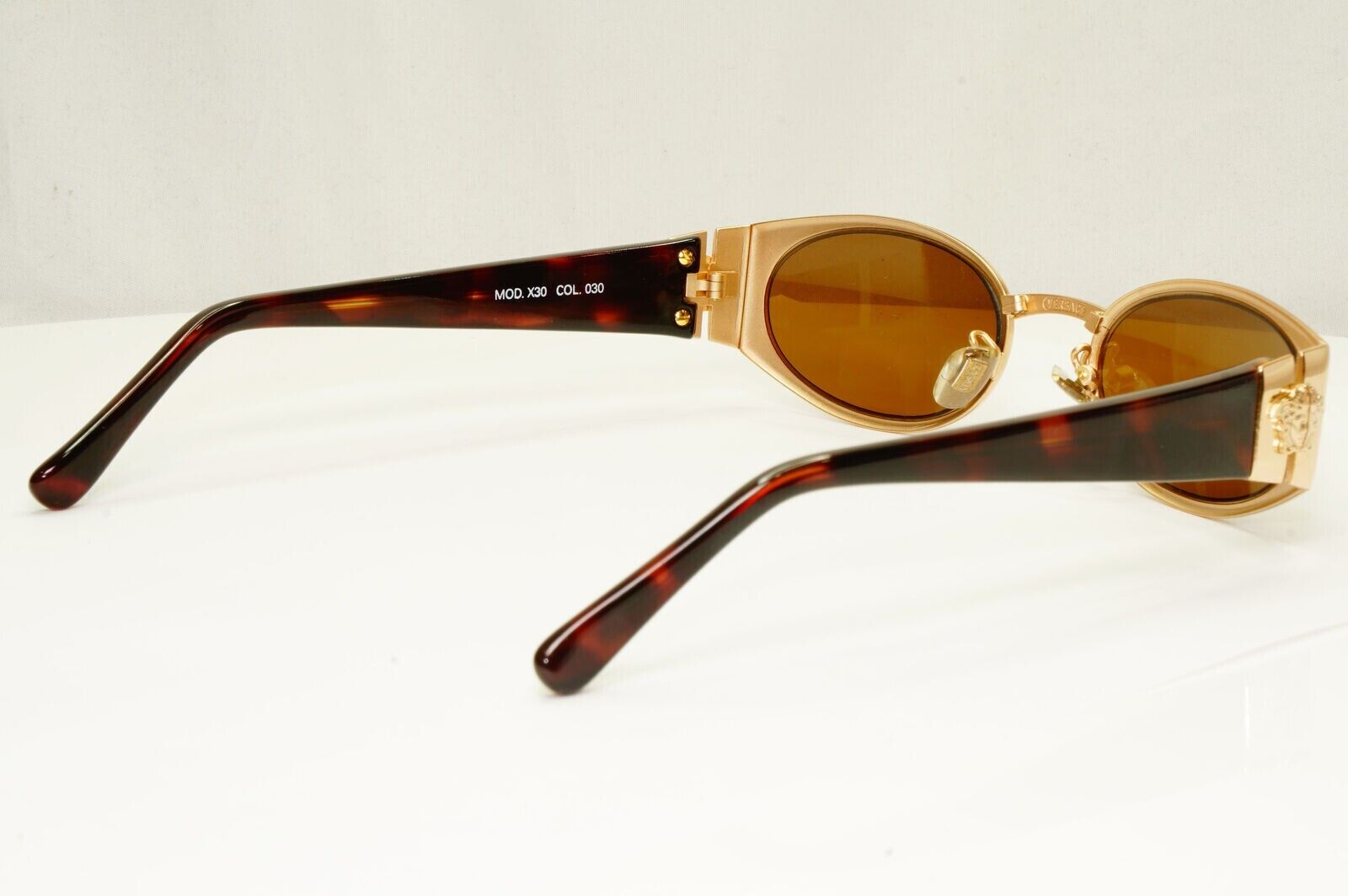 Gianni Versace 1996 Vintage Gold Brown Medusa Metal Sunglasses MOD X30 COL 030
