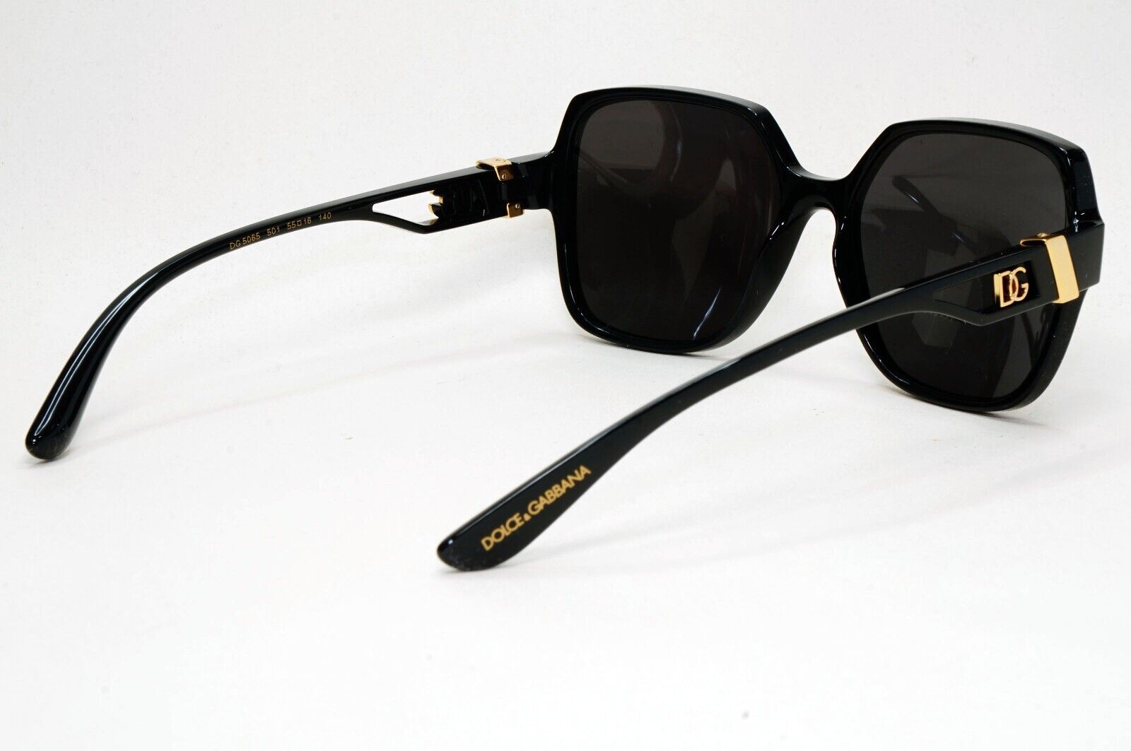 Dolce & Gabbana Black Gold Square Glossy Womens Sunglasses DG 5065 501 55mm