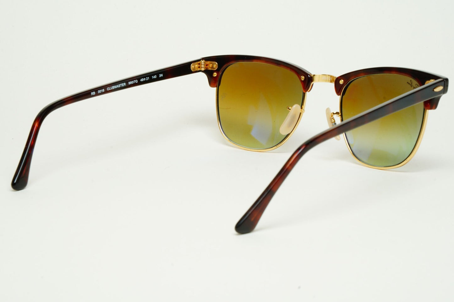 Ray-Ban Sunglasses Clubmaster Blue Mirror Brown Red Havana RB 3016 990/7Q 49mm