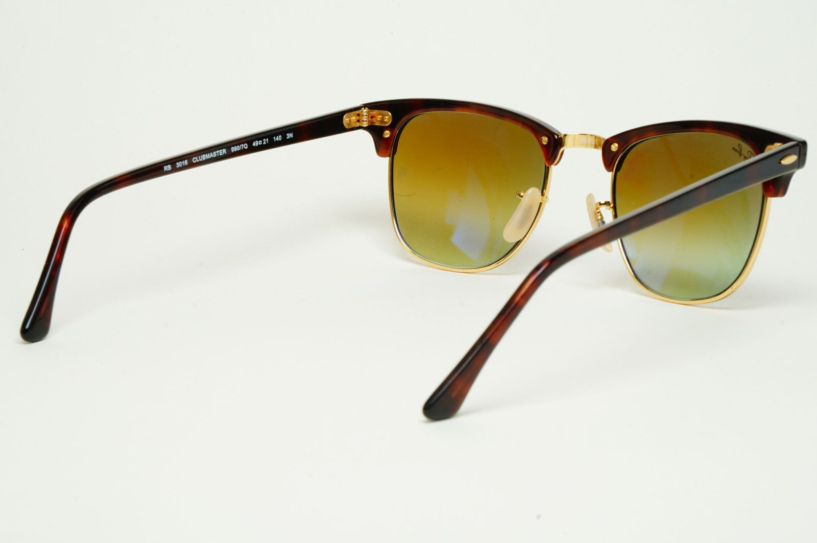 Ray-Ban Sunglasses Clubmaster Blue Mirror Brown Red Havana RB 3016 990/7Q 49mm