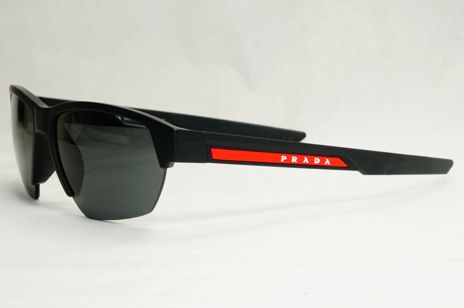 Prada Sunglasses Black Matte Wrap Grey Lens Vents PS03YS SPS 03Y 1BO-06F 64mm