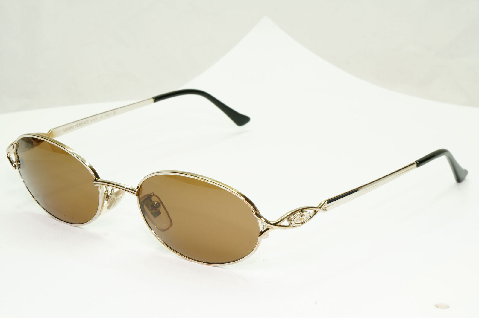 Gianni Versace 1995 Sunglasses Vintage Silver Brown Oval MOD H41 COL 26M