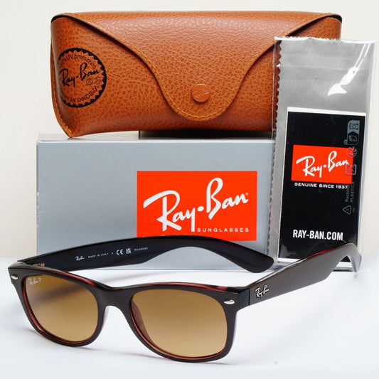 Ray-Ban Sunglasses Polarised New Wayfarer Brown Matte RB 2132 6608/M2 52mm