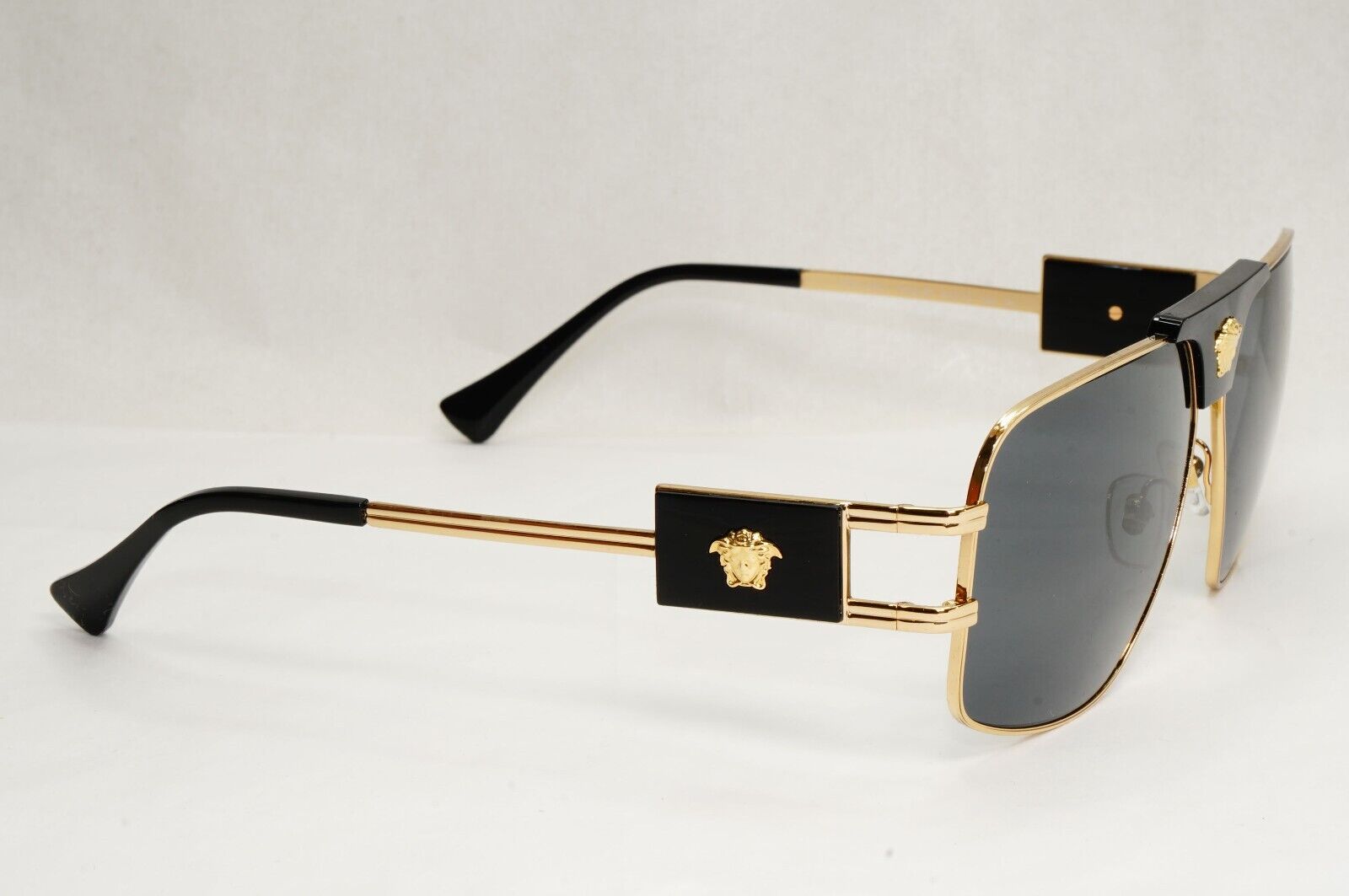 Versace Sunglasses Gold Black Grey Metal Navigator Pilot MOD VE 2251 1002/87
