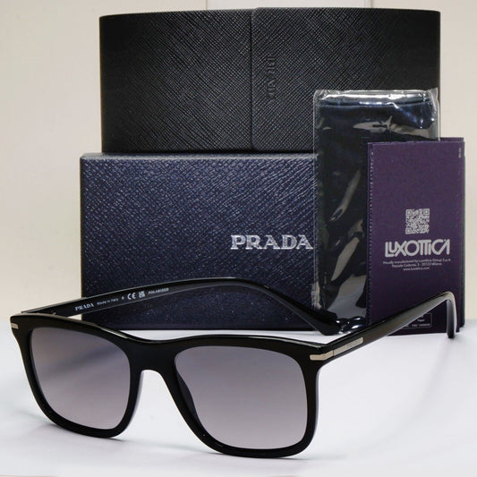 Prada Sunglasses Black Grey Polarized Glass Lens Square PR18WS SPR 18W 1AB-09G