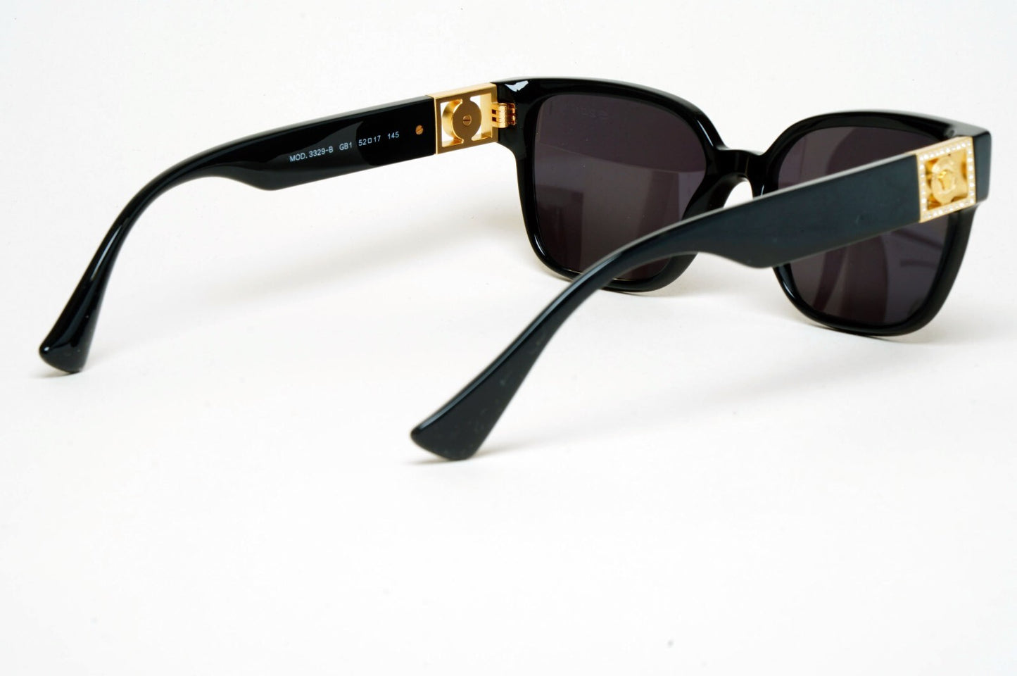 Versace Sunglasses Black Gold Medusa Diamante Square MOD VE 3329-B GB1 52mm